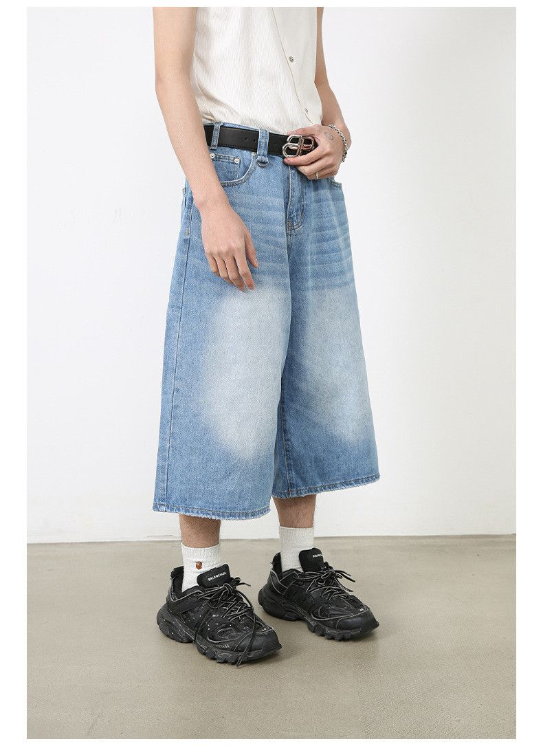 Japanese Brand American Retro Distressed Straight-Leg Wide-Leg Denim Shorts Size US 32 / EU 48 - 3 Thumbnail