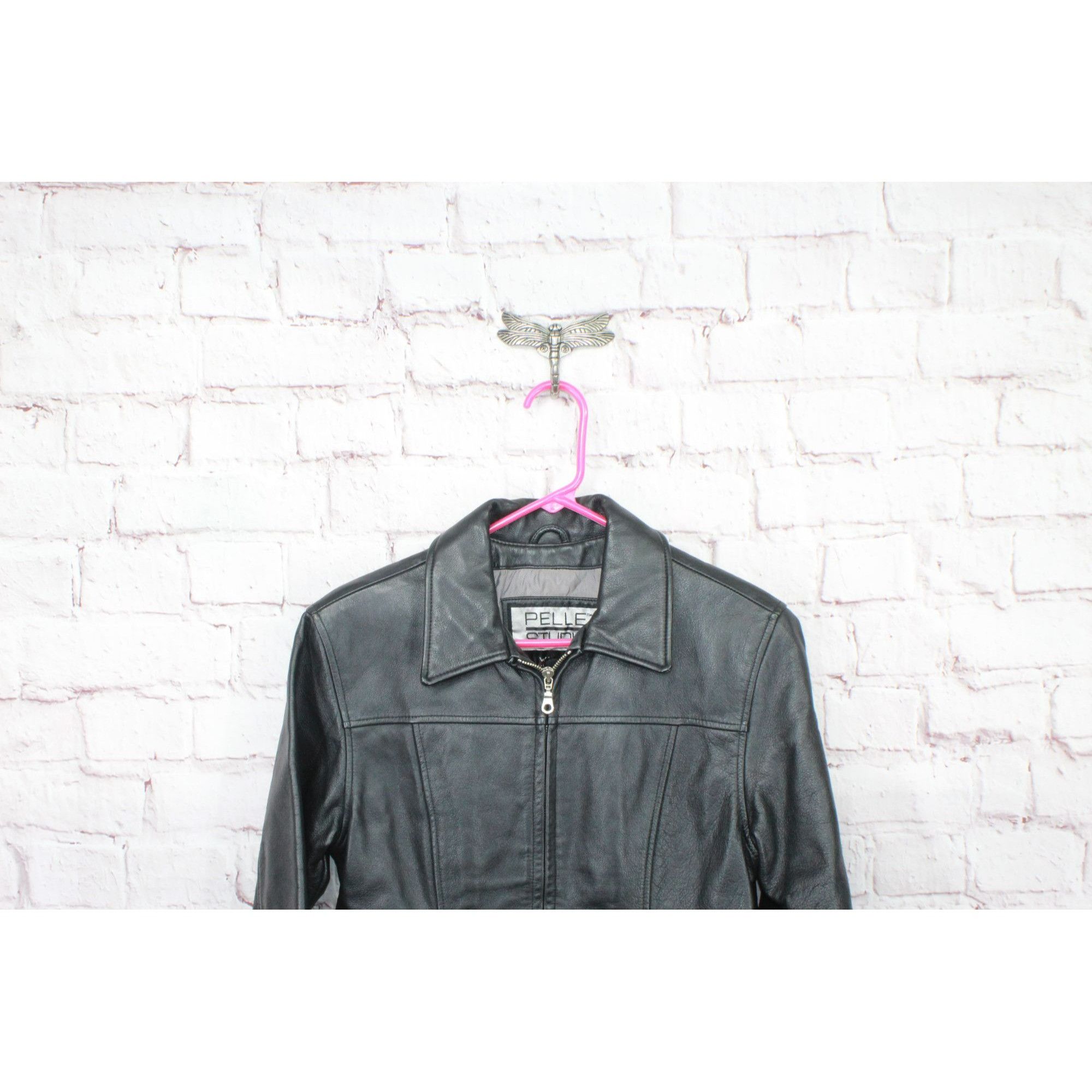 Leather Pelle Studio Women's Black Soft Leather Full Zipper Jacket Size M / US 6-8 / IT 42-44 - 9 Thumbnail