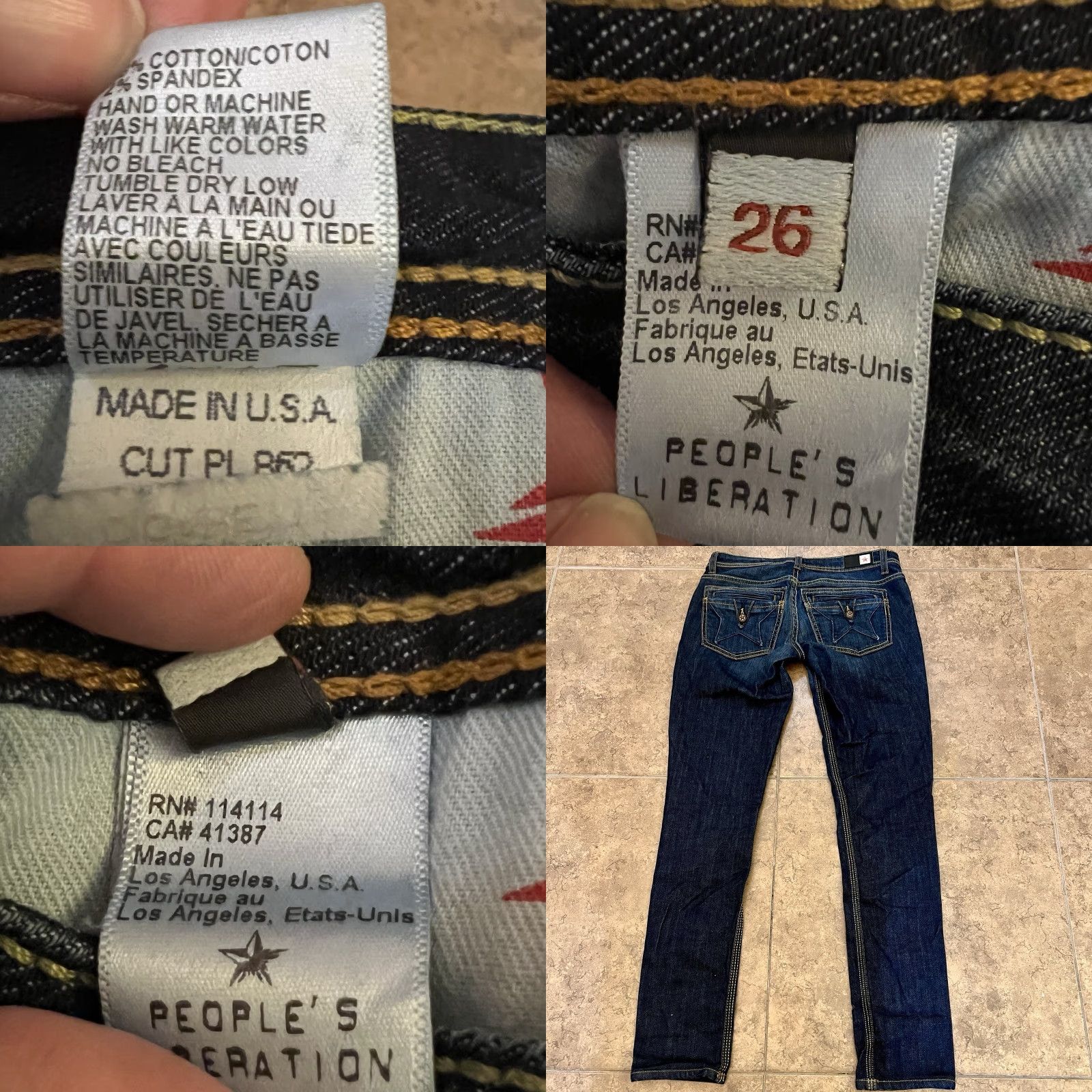 Vintage PEOPLE'S LIBERATION Jeans Bootcut Womens Size 26 Star Pockets Denim Blue 5-Pocket Design Distressed Bootcut Stars Modern Jeans Women’s Size 26" / US 2 / IT 38 - 9 Thumbnail
