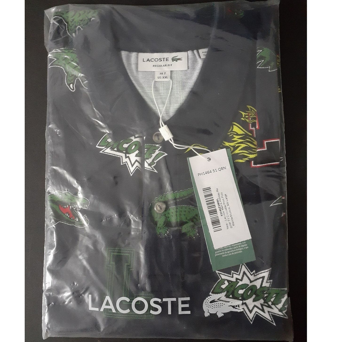 Lacoste Lacoste Men's Regular Fit Crocodile Print Polo Marine 2XL Size US XXL / EU 58 / 5 - 2 Thumbnail