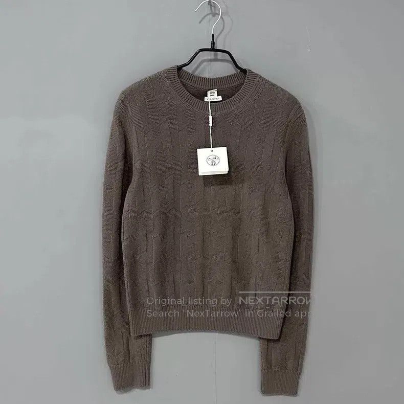 Hermes Hermes Brown Wool Herringbone H-Neck Sweater Size XS / US 0-2 / IT 36-38 - 1 Thumbnail
