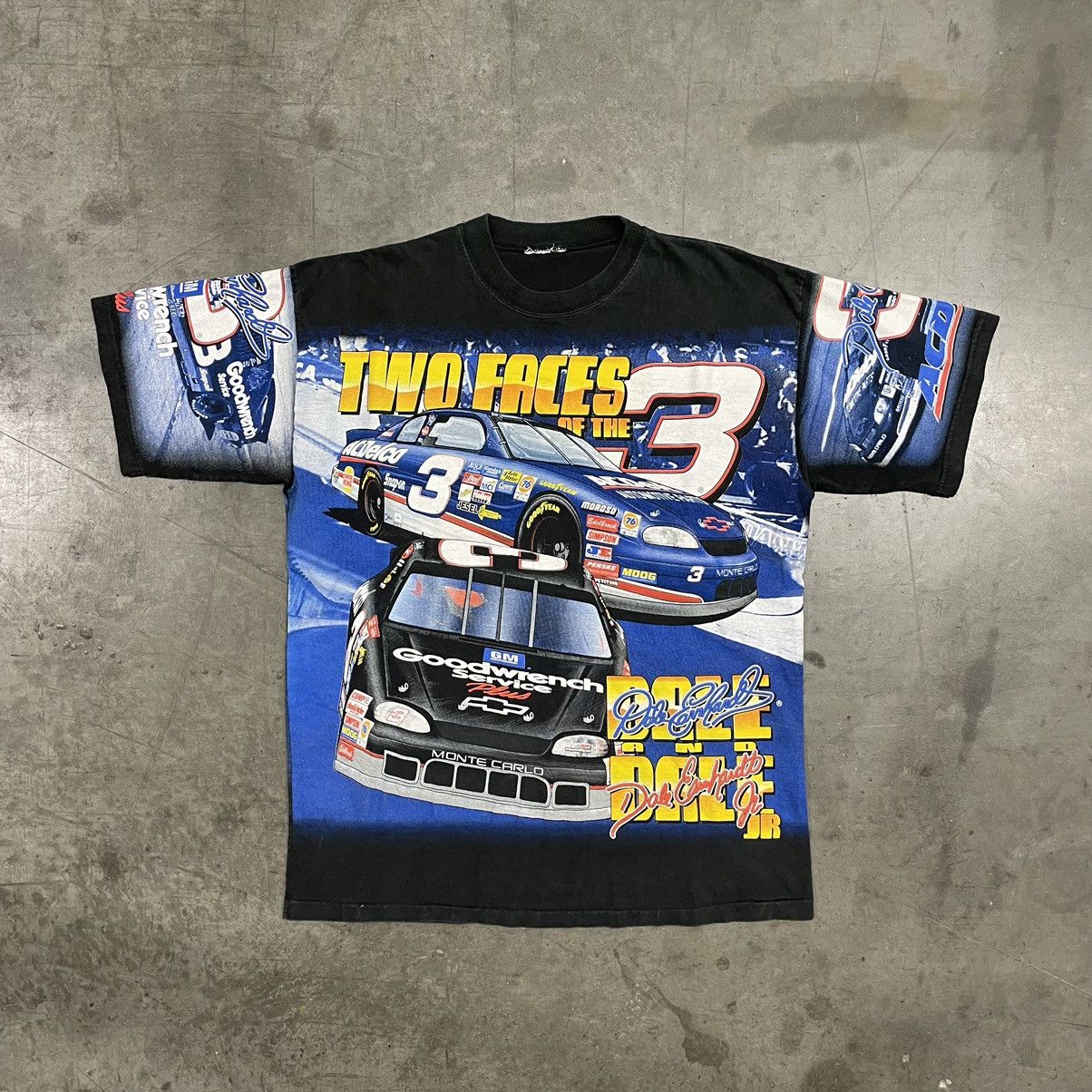 image of Chase Authentics x Nascar Vintage Dale Earnhardt Nascar Aop Tshirt 90's in Black, Men's (Size XL)