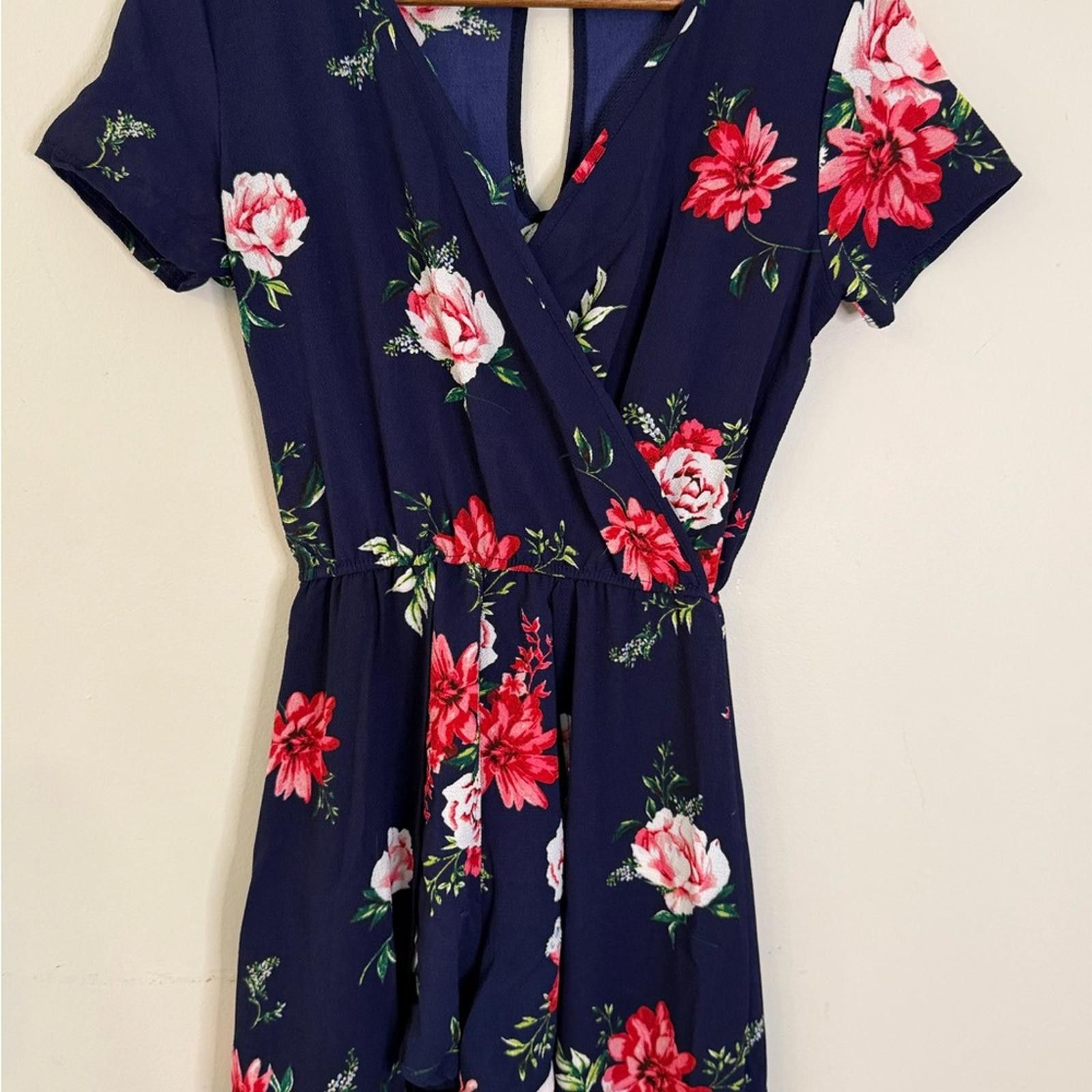 Other Mi Ami Navy Blue Floral romper maxi Dress Size XS Size XS / US 0-2 / IT 36-38 - 4 Thumbnail