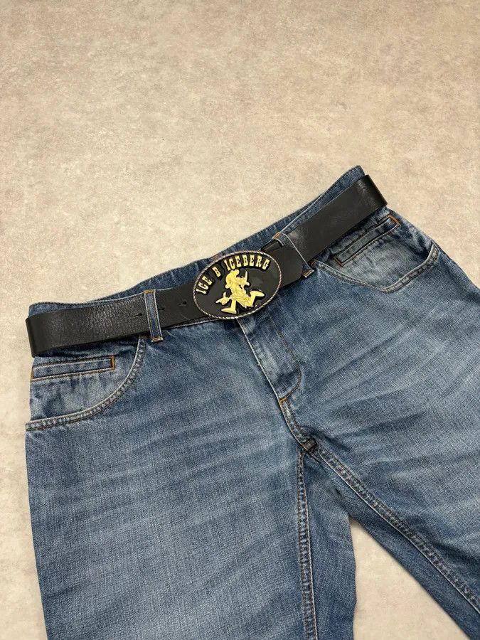 Iceberg Iceberg Black Vintage Logo Buckle Leather Belt Size ONE SIZE - 1 Thumbnail