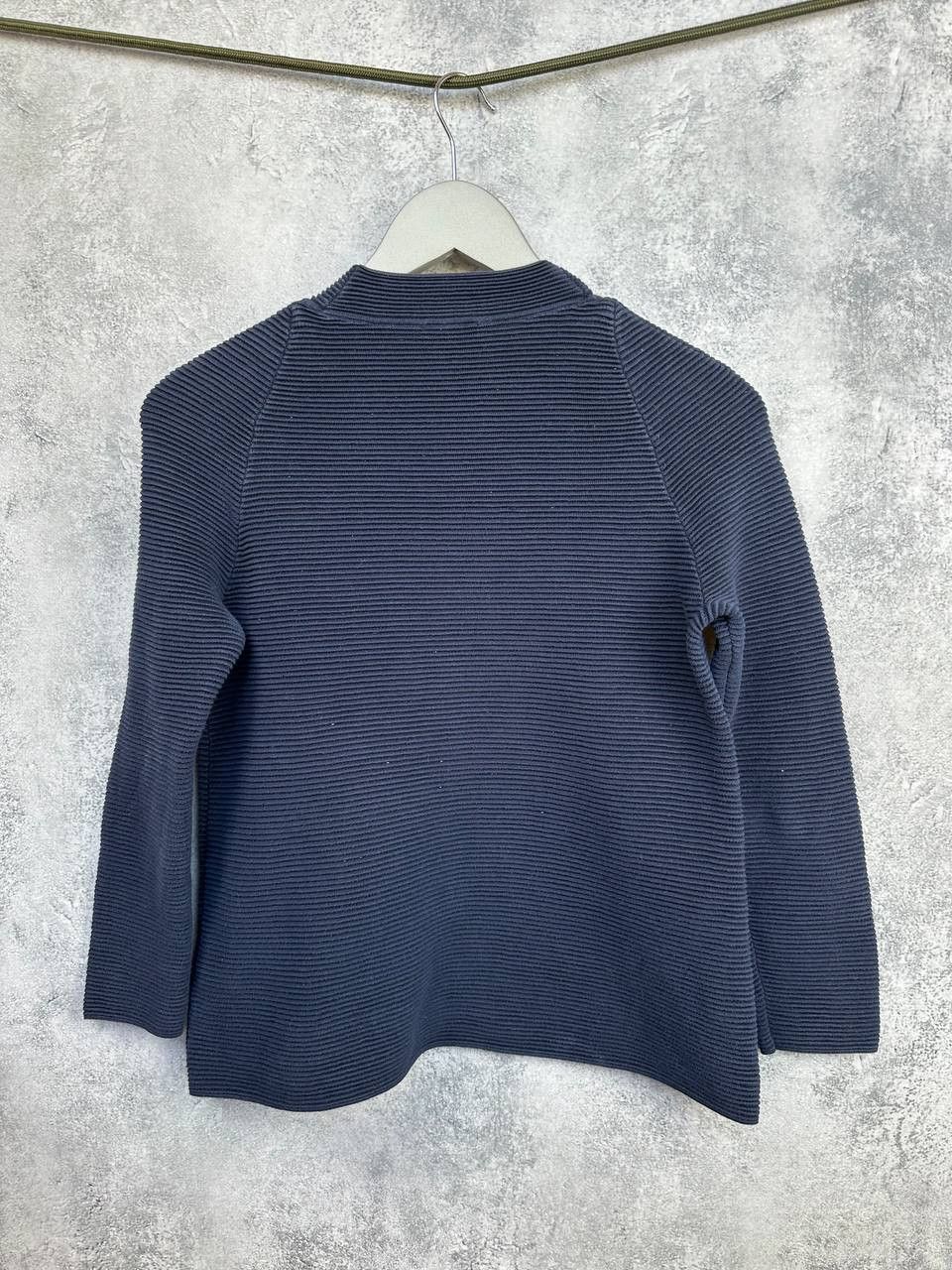 Cos COS Textured Cotton Mock Neck Ribbed Knit Sweater Navy Size XS / US 0-2 / IT 36-38 - 2 Thumbnail
