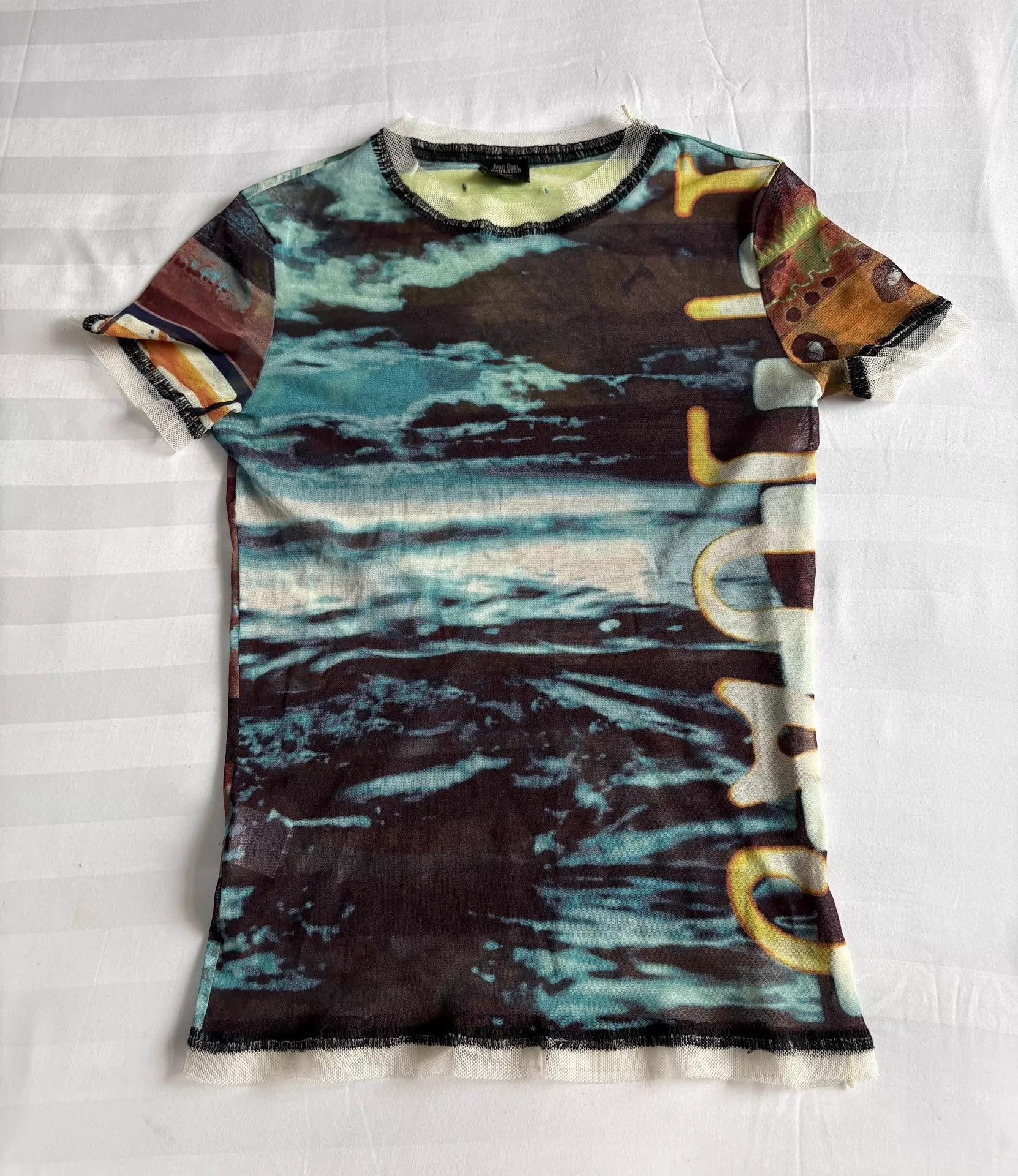 Jean Paul Gaultier JPG vintage psychedelic tulle short sleeve 48 raw top Size XL / US 12-14 / IT 48-50 - 2 Thumbnail