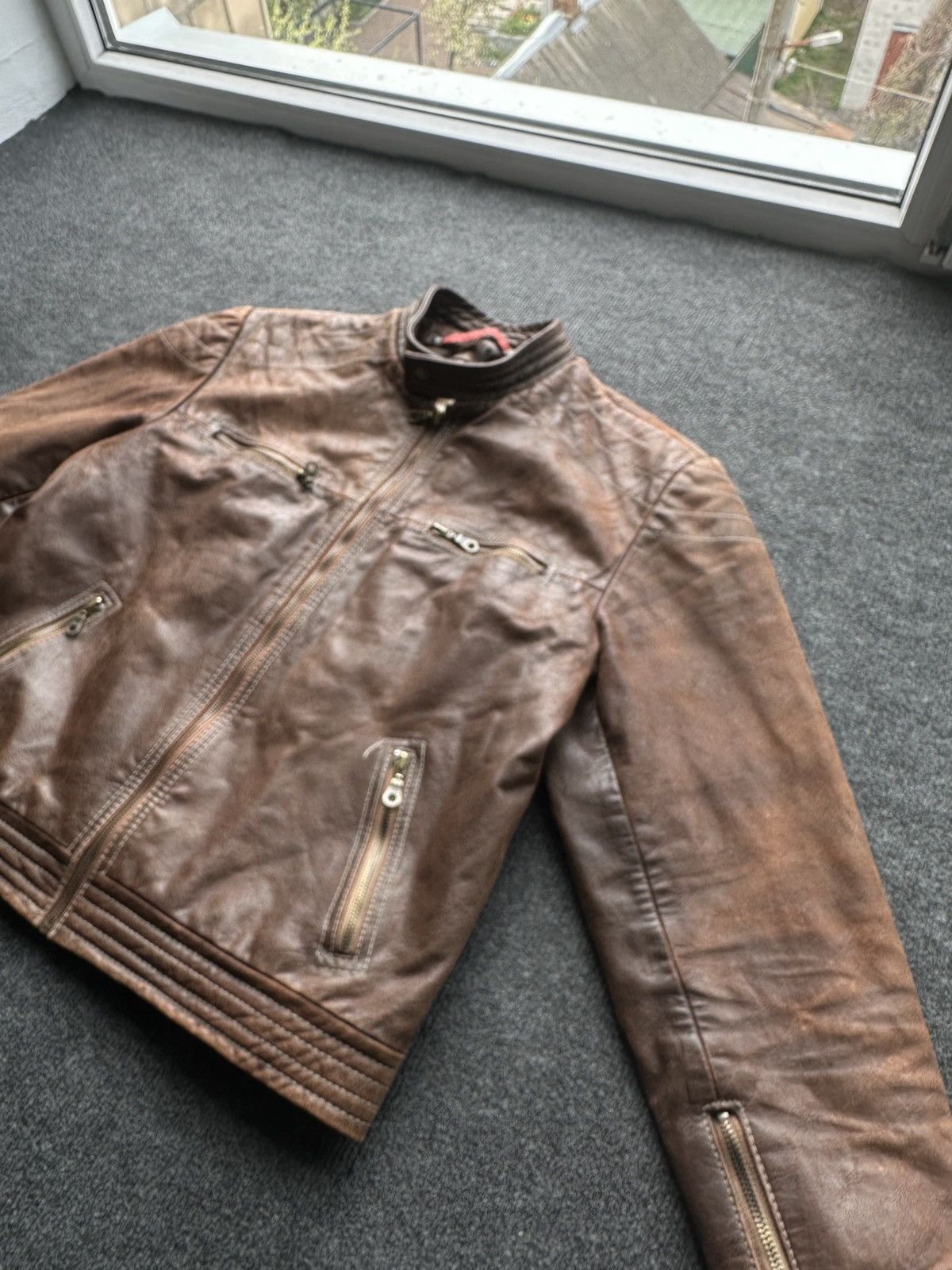 Other 🚨VNTG LEATHER JACKET AVANT GARDE WESTERN BROWN MOTO Size US M / EU 48-50 / 2 - 6 Thumbnail
