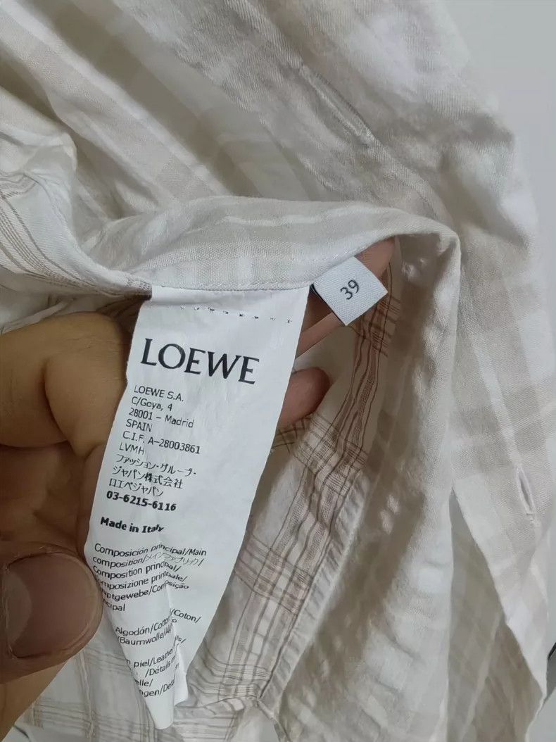 Loewe LOEWE Long sleeve shirt with patchwork plaid and leather b Size S / US 4 / IT 40 - 5 Thumbnail