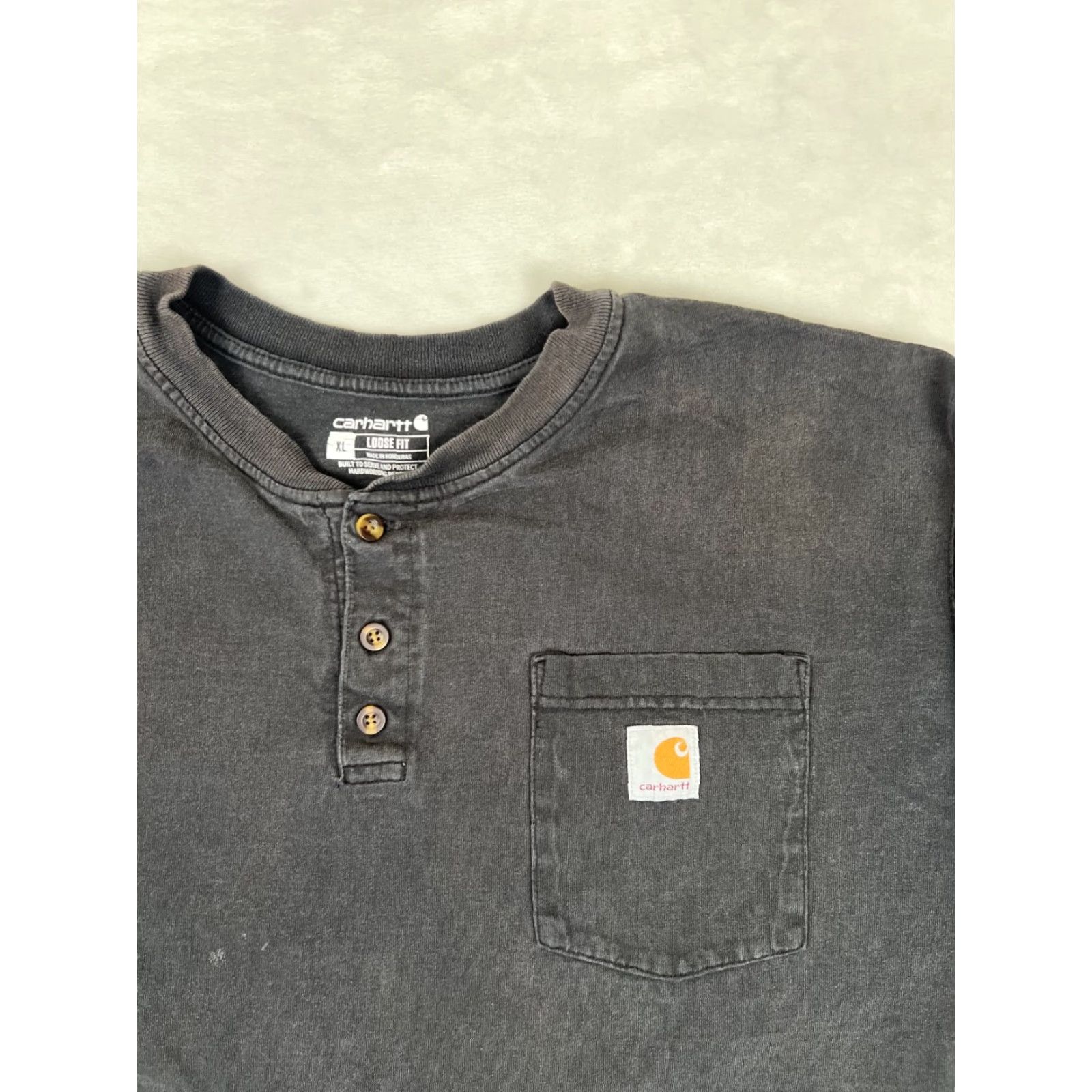 Carhartt Carhartt Mens Long Sleeve Henley XL Black Sun Faded Grunge Thrash Size US XL / EU 56 / 4 - 2 Thumbnail