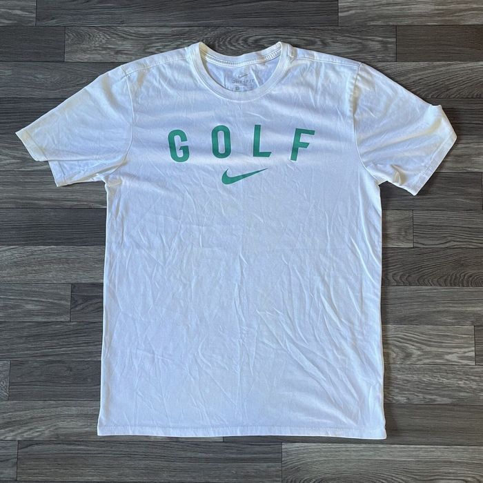 Nike Nike Golf Shirt Men’s Medium White Green Swoosh Spell Out Retro