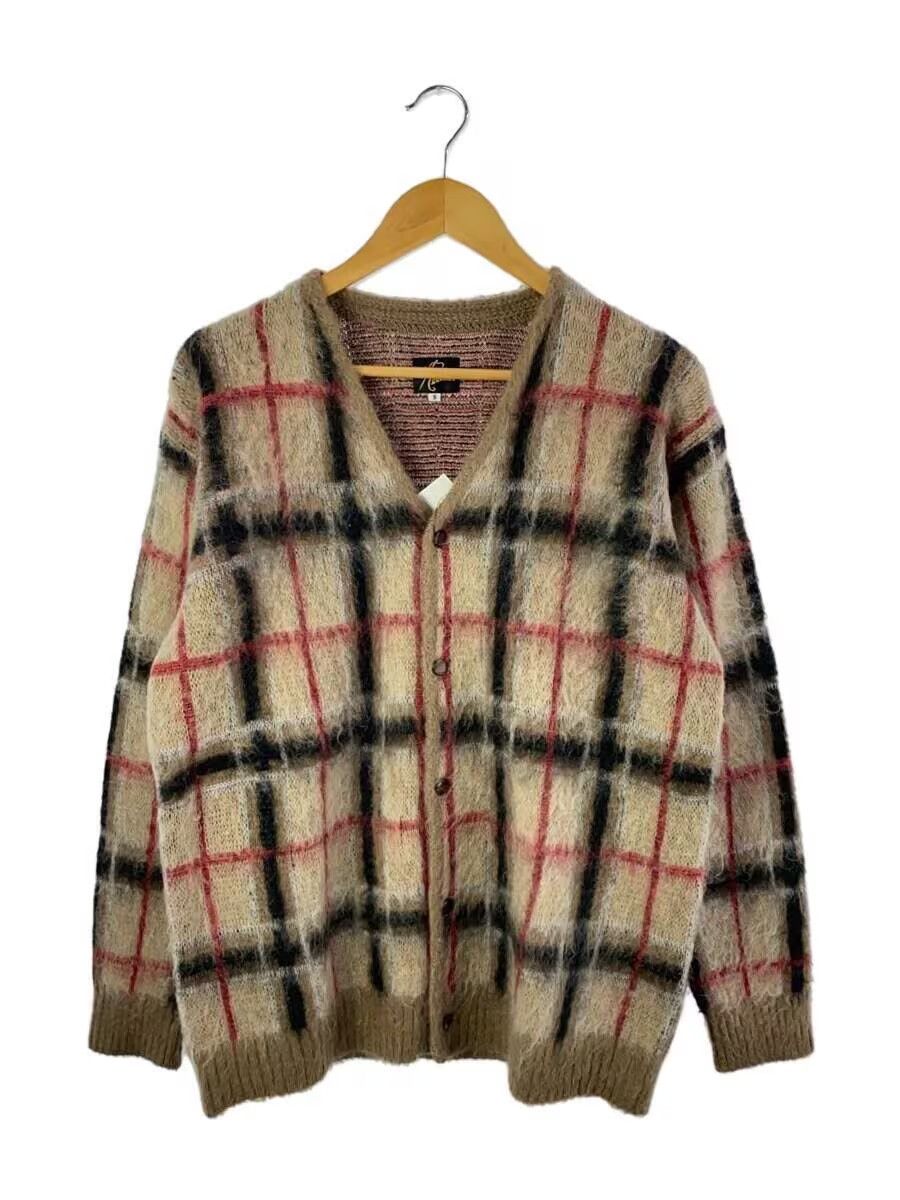 image of Needles Check Mohair Knit Cardigan in Brown, Men's (Size Small)