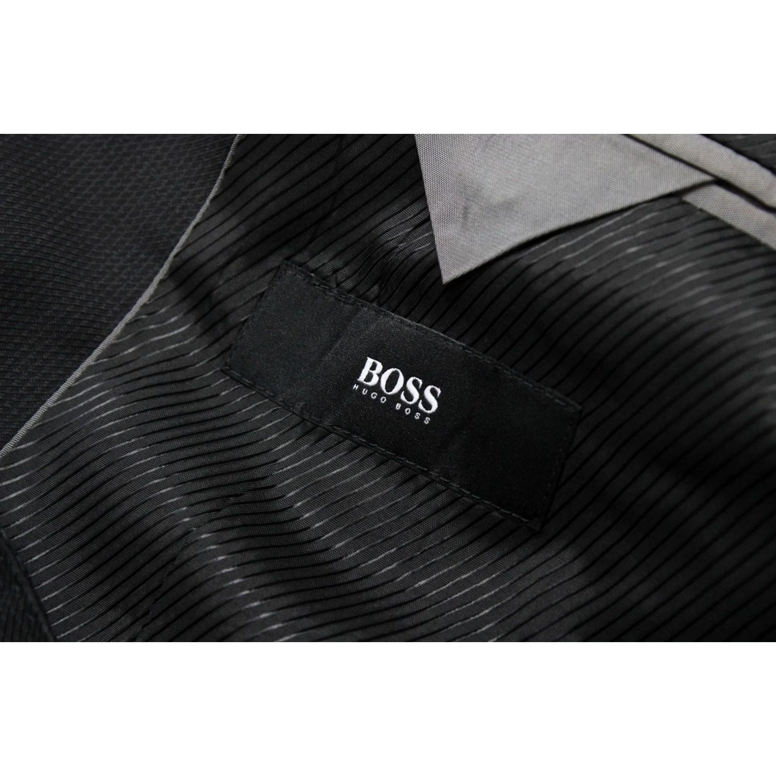 Hugo Boss HUGO BOSS Blazer James3/Sharp5 Wool Patterned Single Breasted Men's US 44 Black Notch Lapel Logo Patterned Wool Blazer Mens Size 44R - 7 Thumbnail