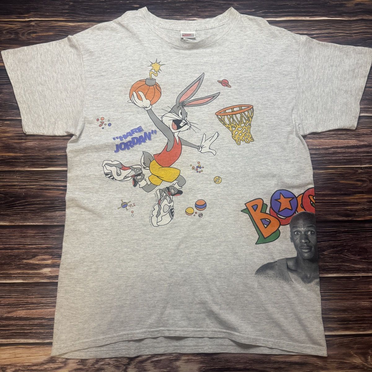 Nike Vintage 90s Nike Space Jam Hare Jordan Shirt Size US L / EU 52-54 / 3 - 1 Thumbnail