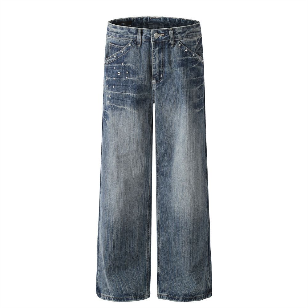 Japanese Brand × Jean American men's straight loose rivet washed jeans Size US 32 / EU 48 - 1 Thumbnail