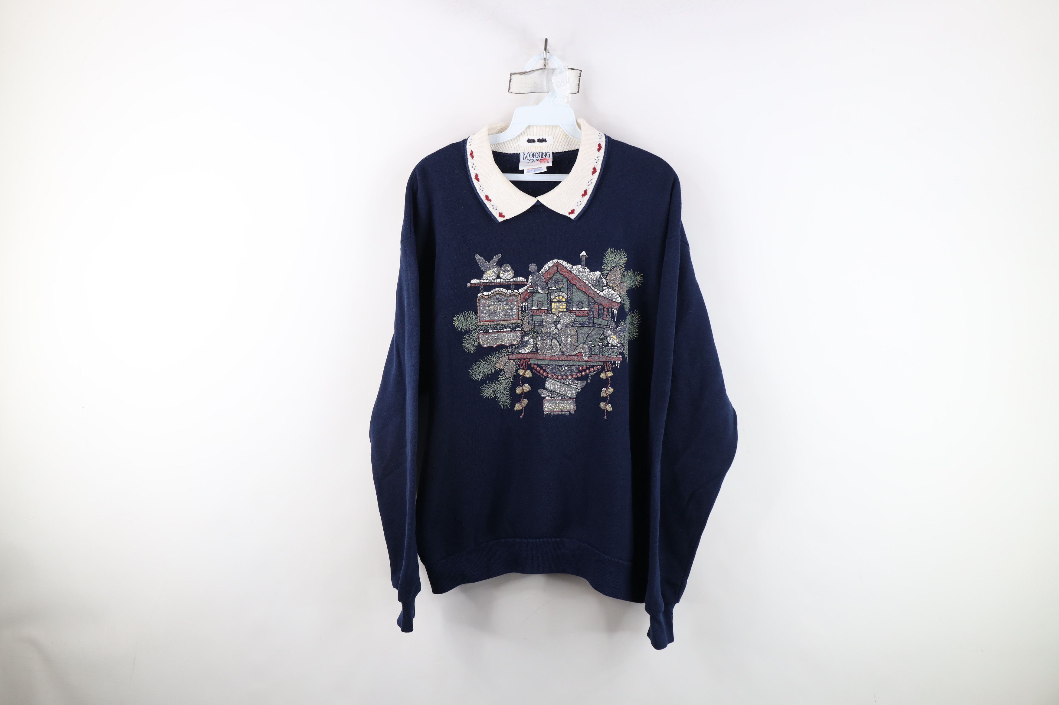Vintage Vintage 90s Streetwear Bird Heart Collared Sweatshirt US Size M / US 6-8 / IT 42-44 - 1 Thumbnail