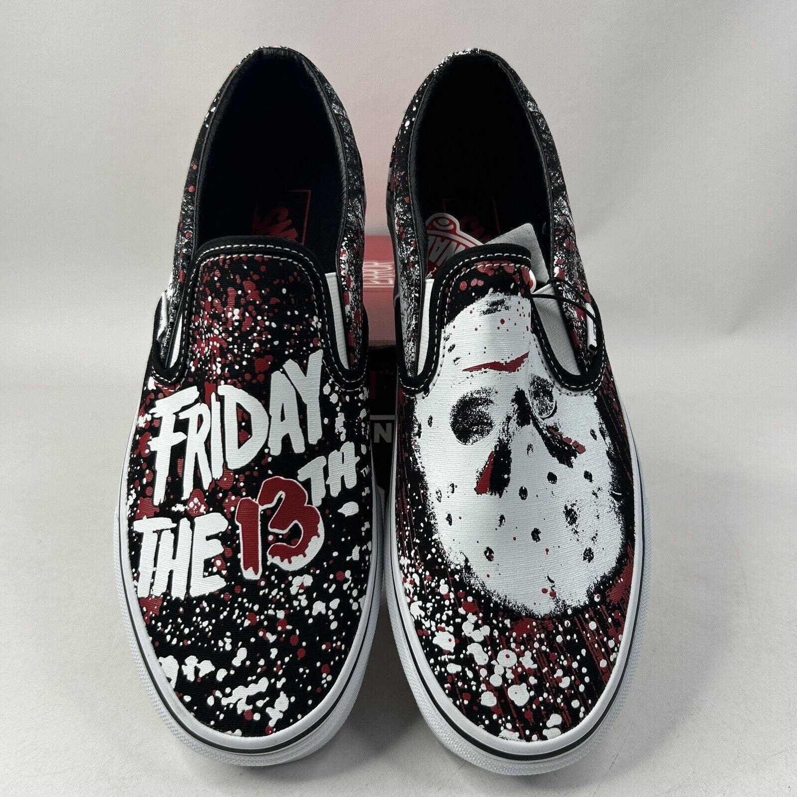 image of Vans X House Of Terror Slip-On “Friday The 13Th" 2024 Shoes in Black, Men's (Size 9)