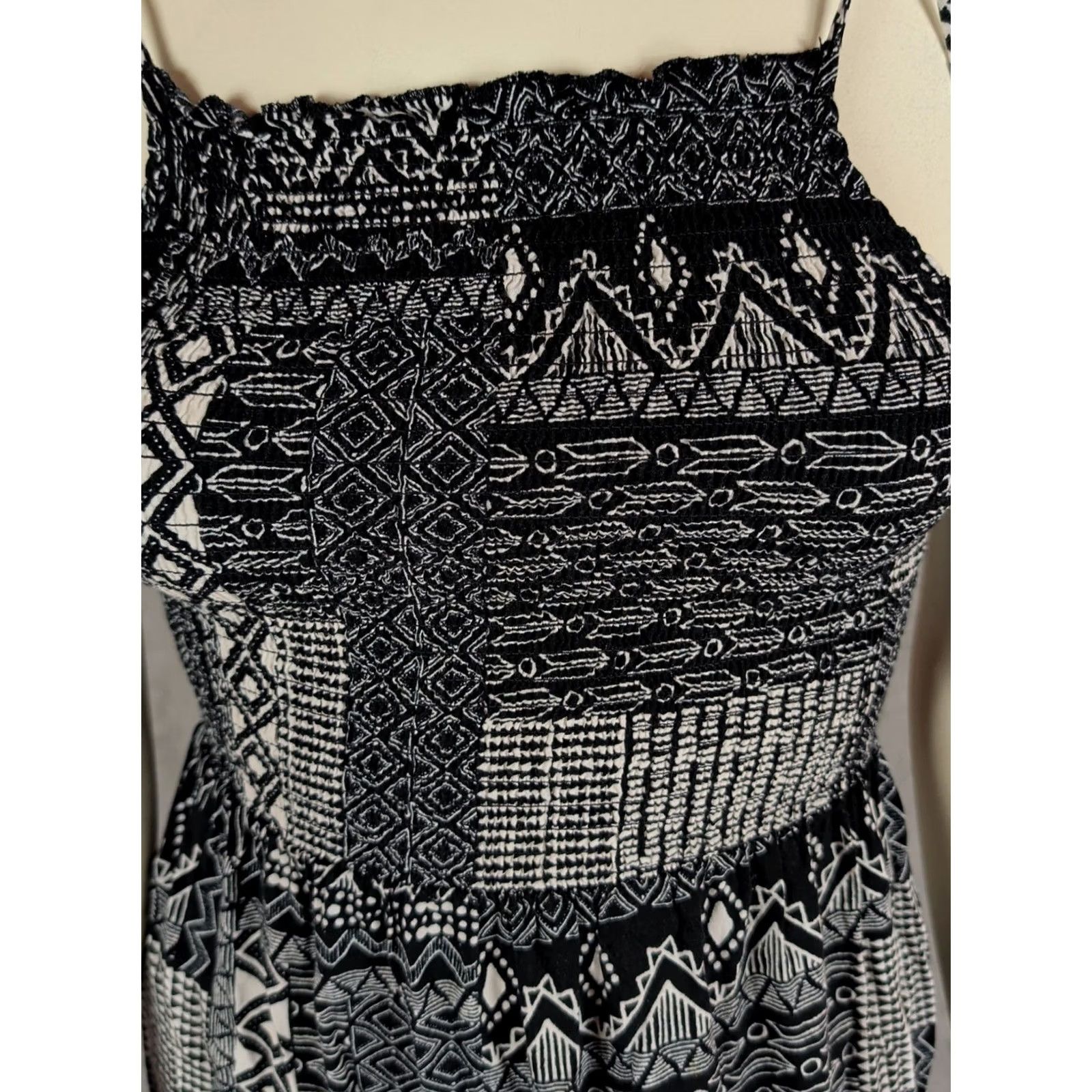 Vintage Wild Fable Maxi Dress Boho Festival Hippie Indie Smocked Patchwork Print Tiered Long sz S Womens Black Size S / US 4 / IT 40 - 3 Thumbnail