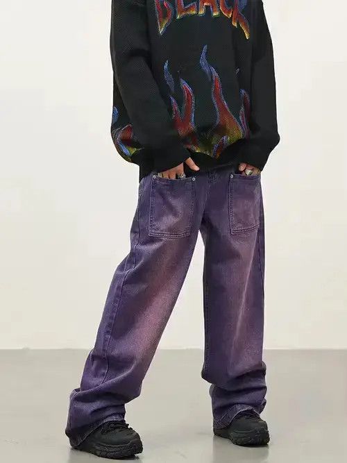 Designer × Japanese Brand × Jean hiphop baggy faded distressed jeans Size US 32 / EU 48 - 3 Thumbnail