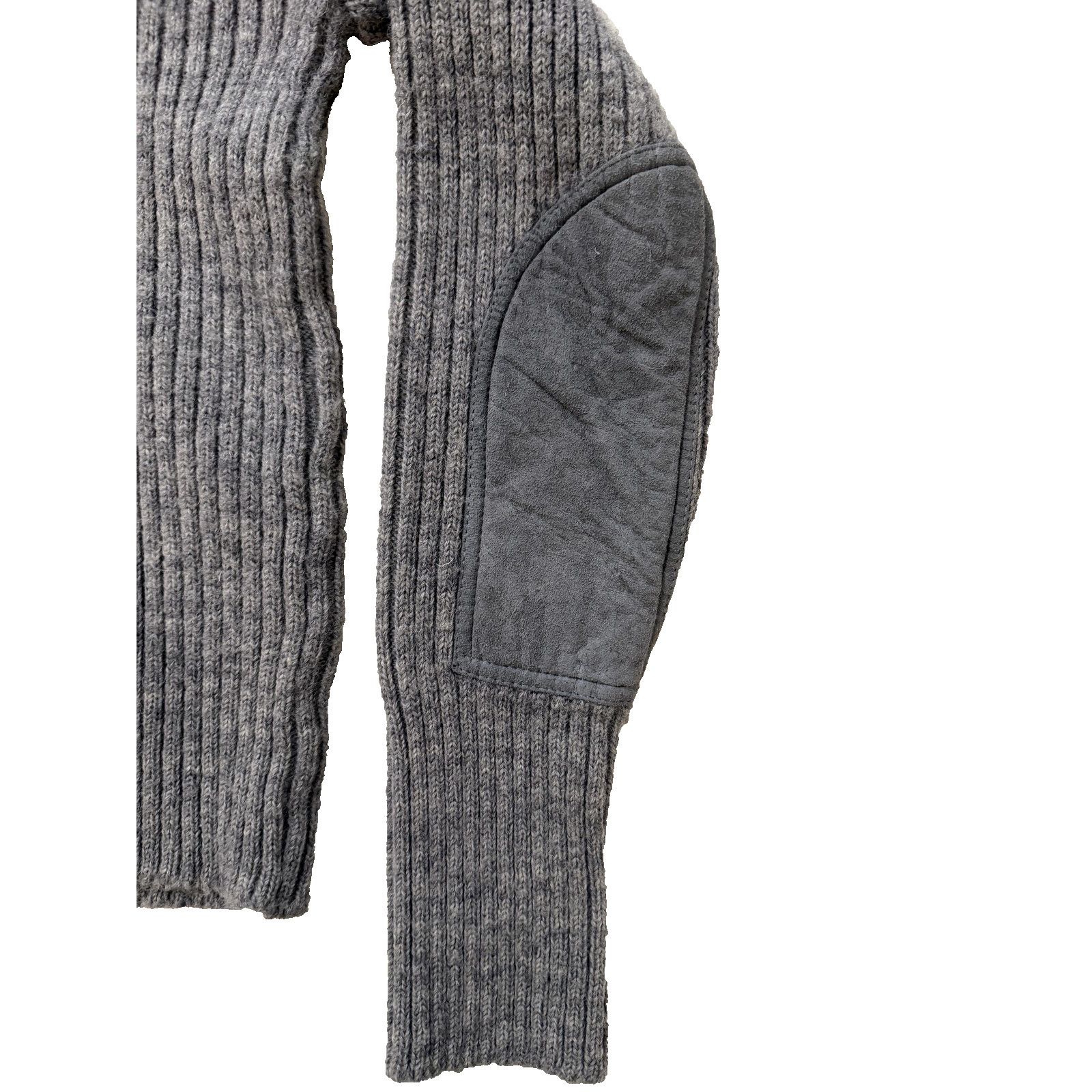 & Other Stories Vintage 100% Wool Sweater Mens SM Gray Suede Patches England Size US S / EU 44-46 / 1 - 2 Thumbnail