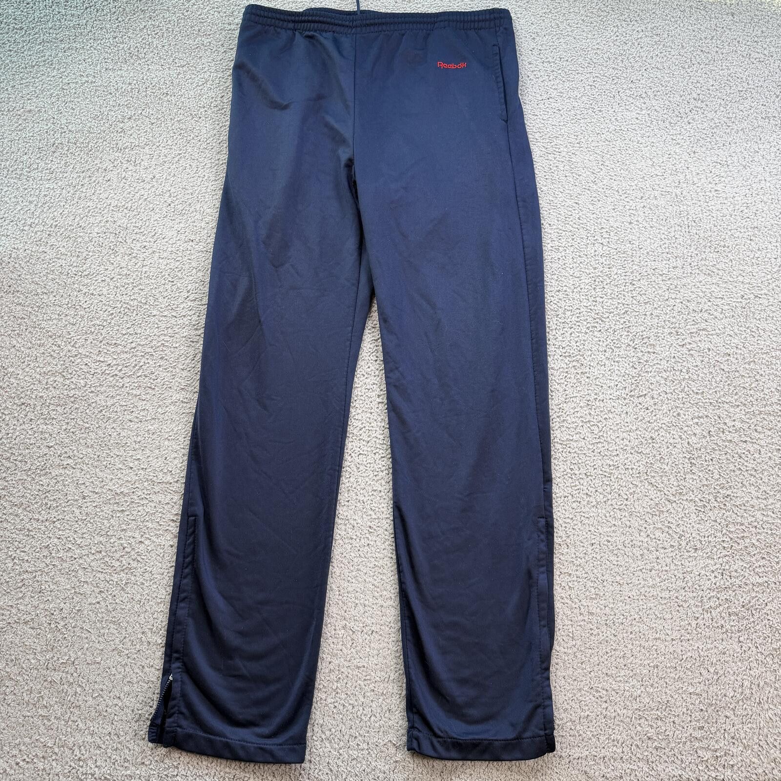 Reebok Vintage 90s Reebok Track Pants Navy Blue Logo Zip Ankle M Size US 32 / EU 48 - 1 Thumbnail