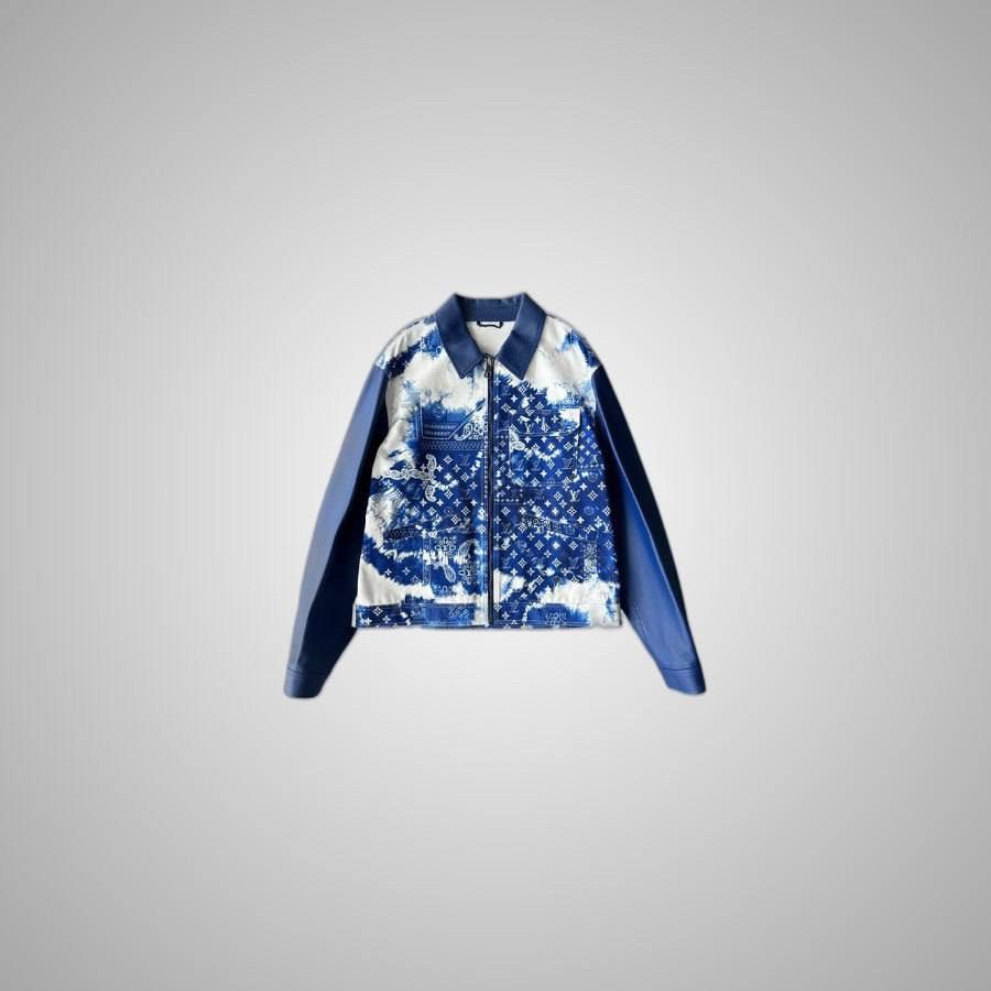 LOUIS VUITTON BLUE BANDANA MIXED LEATHER JACKET