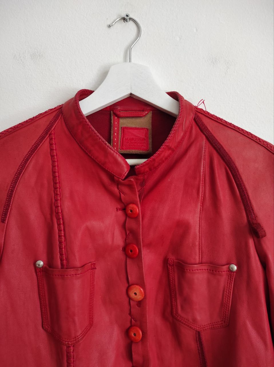 Marithe + Francois Girbaud Marithe Francois Girbaud Leather Red Bomber Jacket Size M-L Size L / US 10 / IT 46 - 2 Thumbnail
