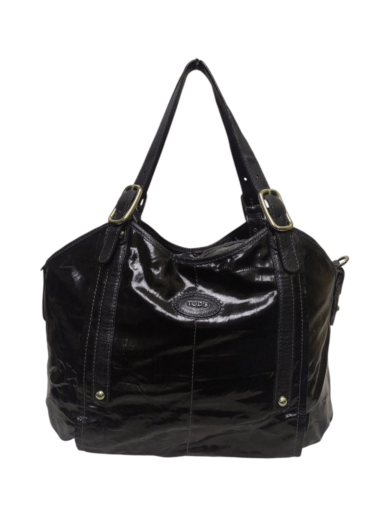 Tod's TOD'S Black Leather Trim Black Front Logo 2 Way Shoulder Bag Size ONE SIZE - 1 Thumbnail