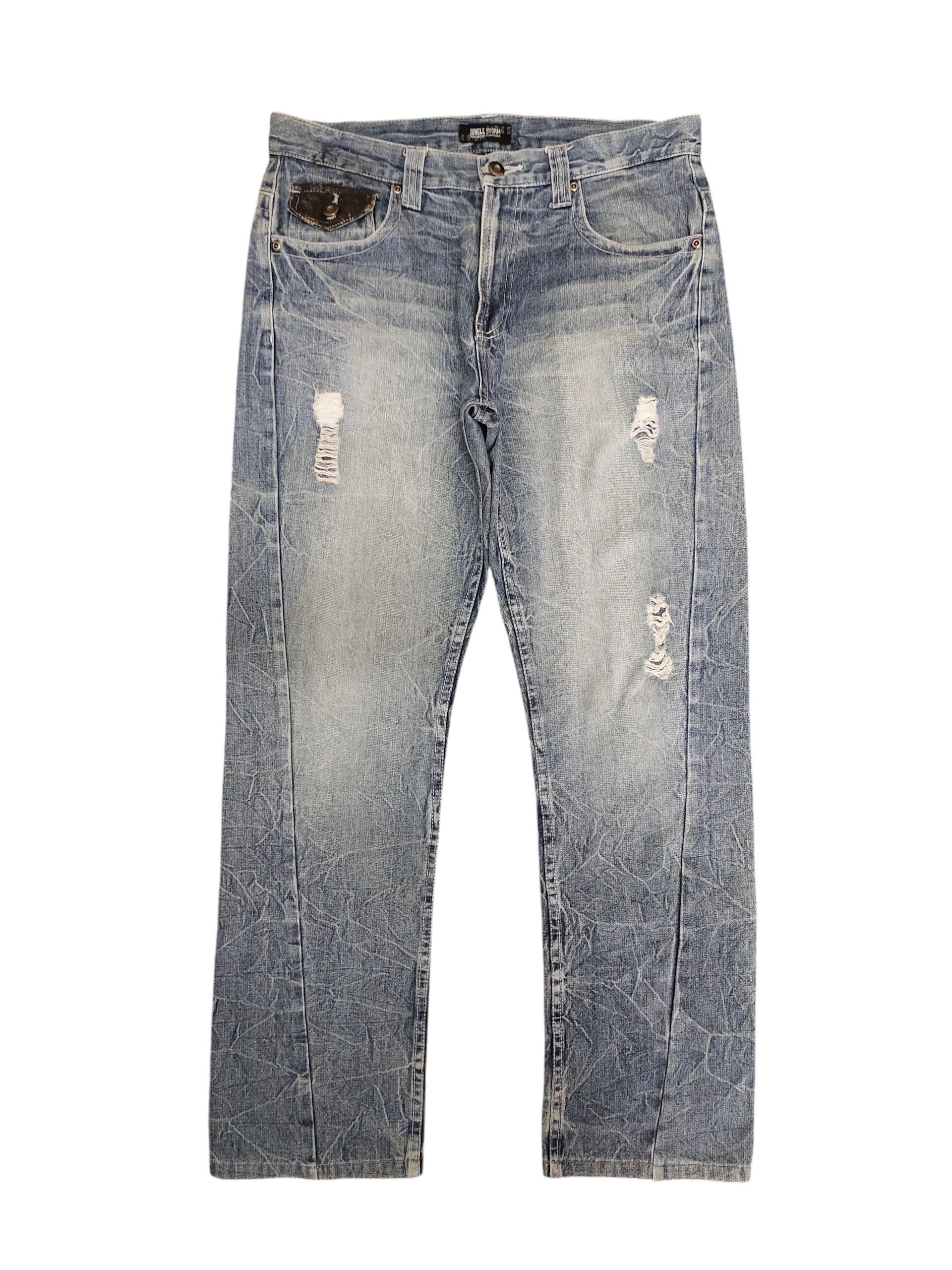Undercover Japanese Brand Jungle Storm Clawmark Distress Faded Jeans Size US 33 - 1 Thumbnail
