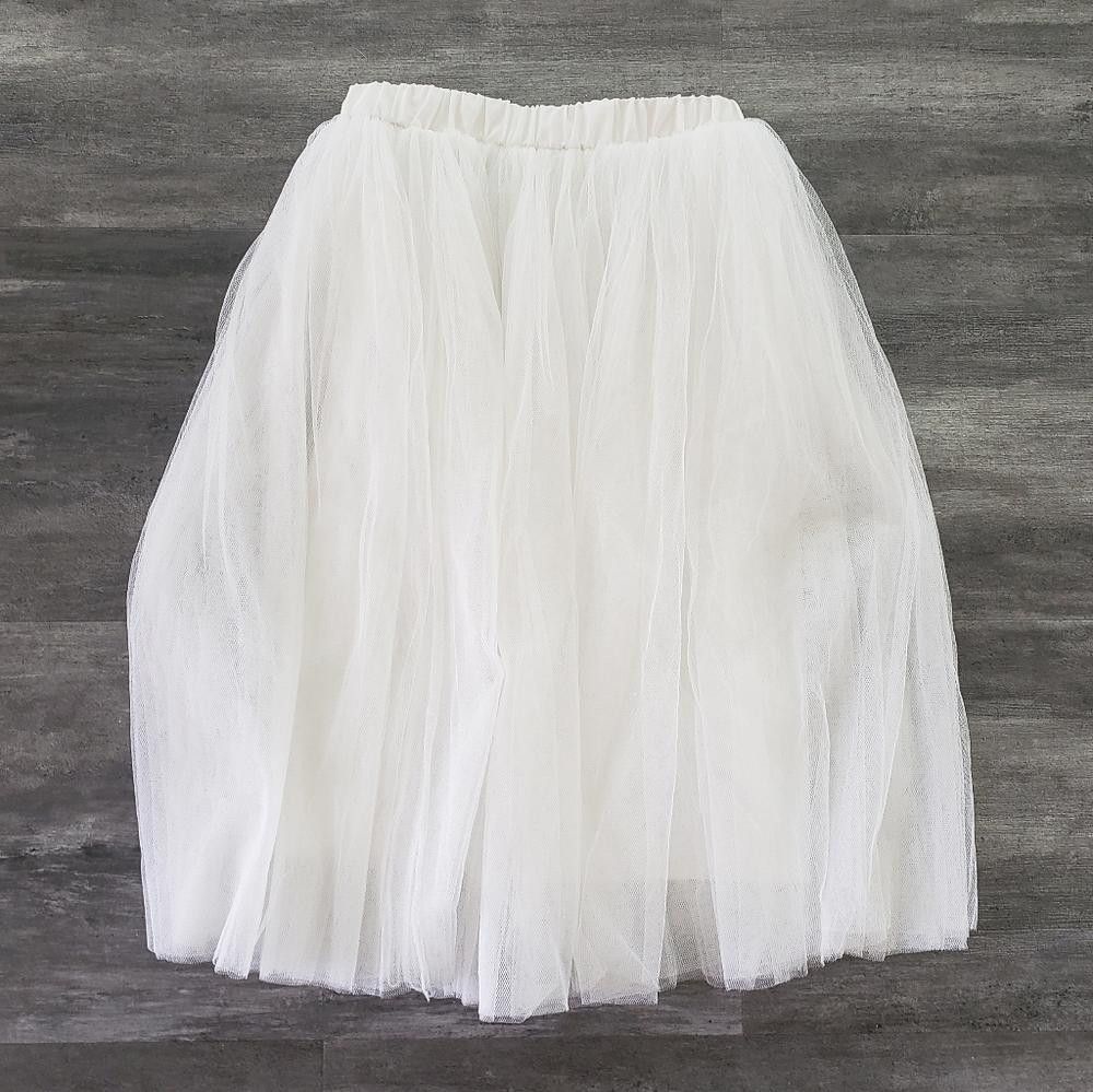 Designer White Classic Tulle High Waisted Long Midi Size 30" / US 8 / IT 44 - 2 Thumbnail