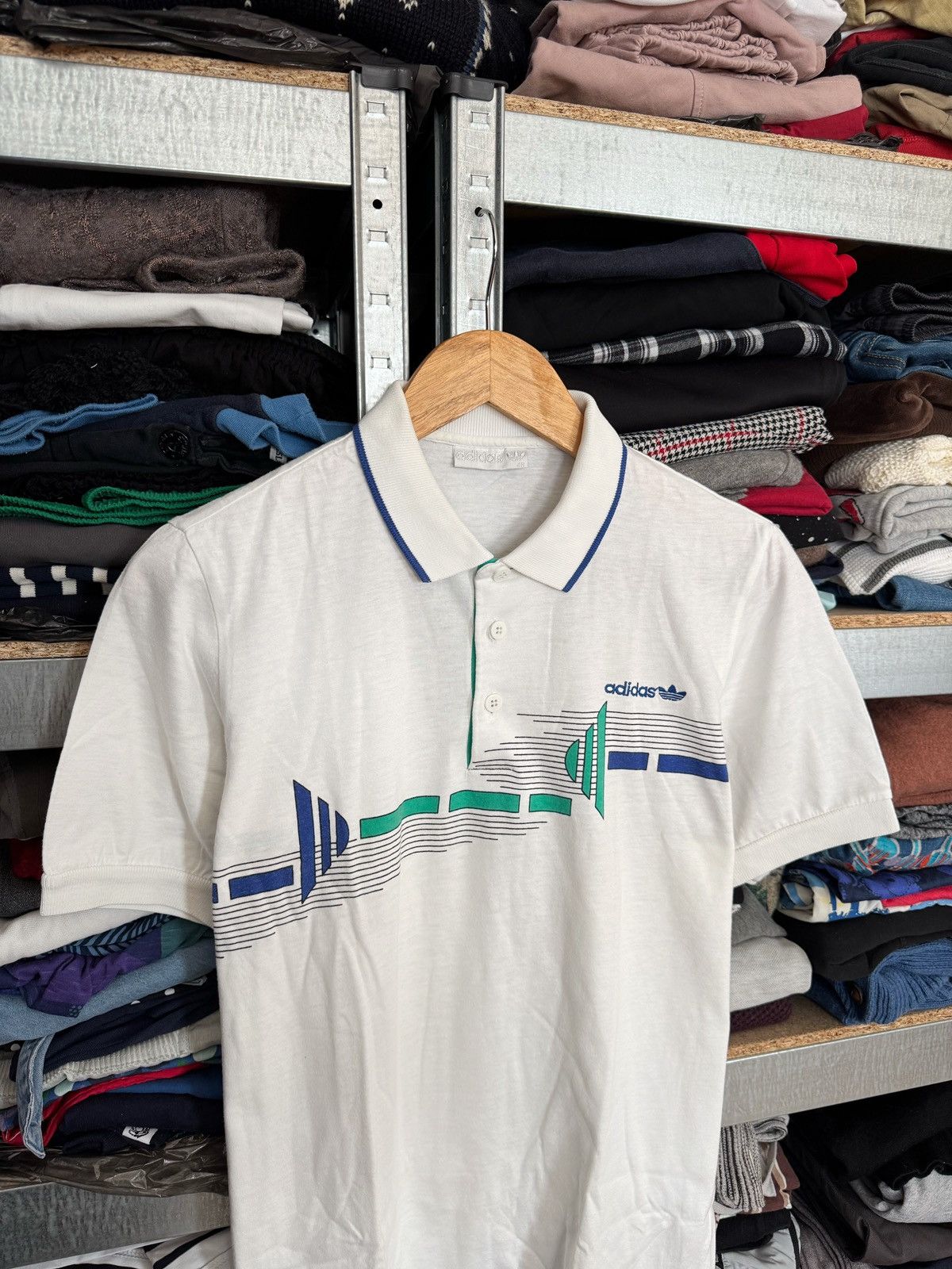 Adidas Vintage 80s Adidas Graphic Print Tennis Polo Shirt Sz S Tee Size US S / EU 44-46 / 1 - 2 Thumbnail