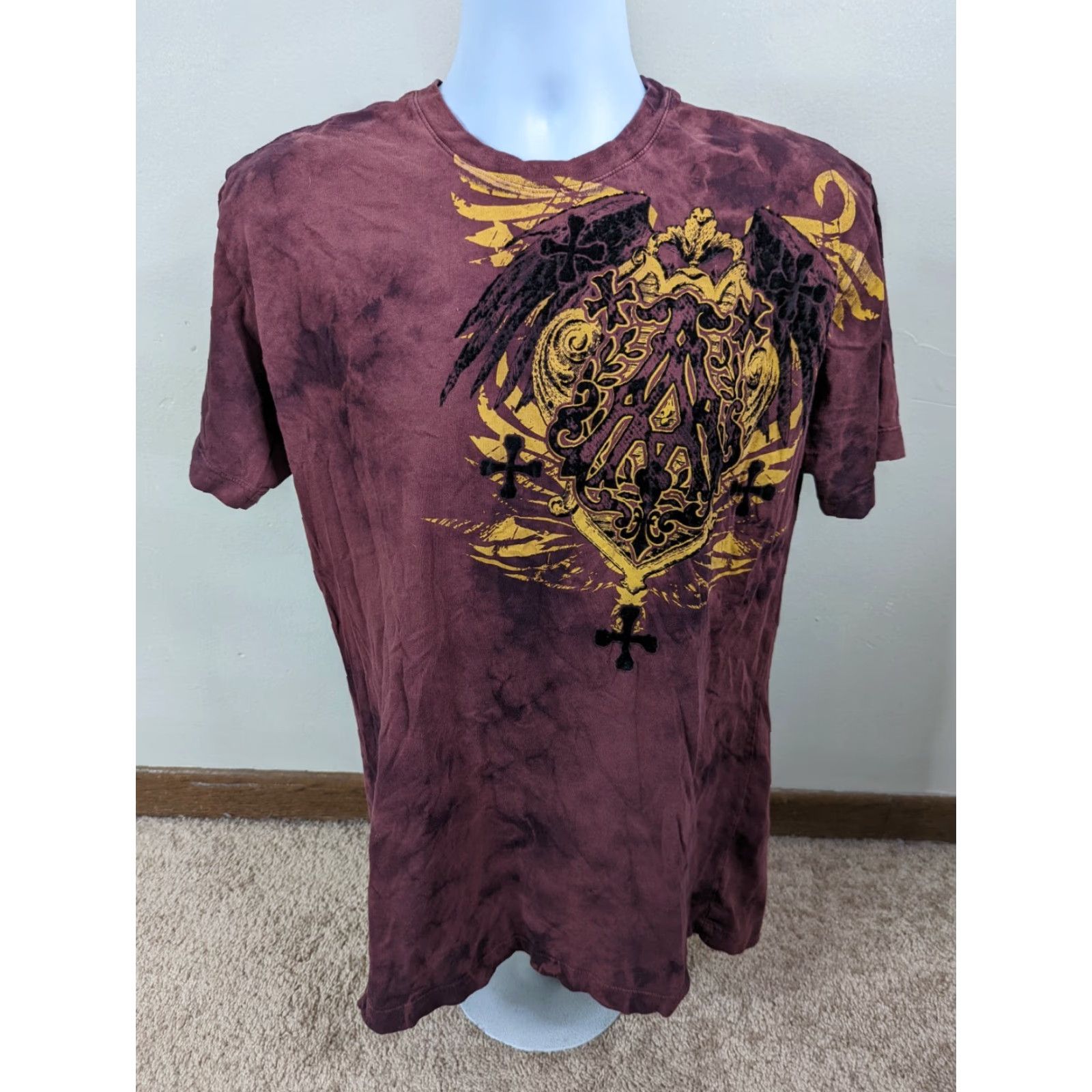 Affliction Archaic By Affliction Mens Shirt Sz Large Tie Dye Graphic Wings Double Sided T4S Size US L / EU 52-54 / 3 - 2 Thumbnail