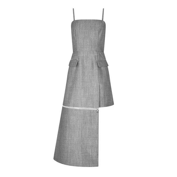 o1g2r1mq0824 Slash Mini Dress in Grey