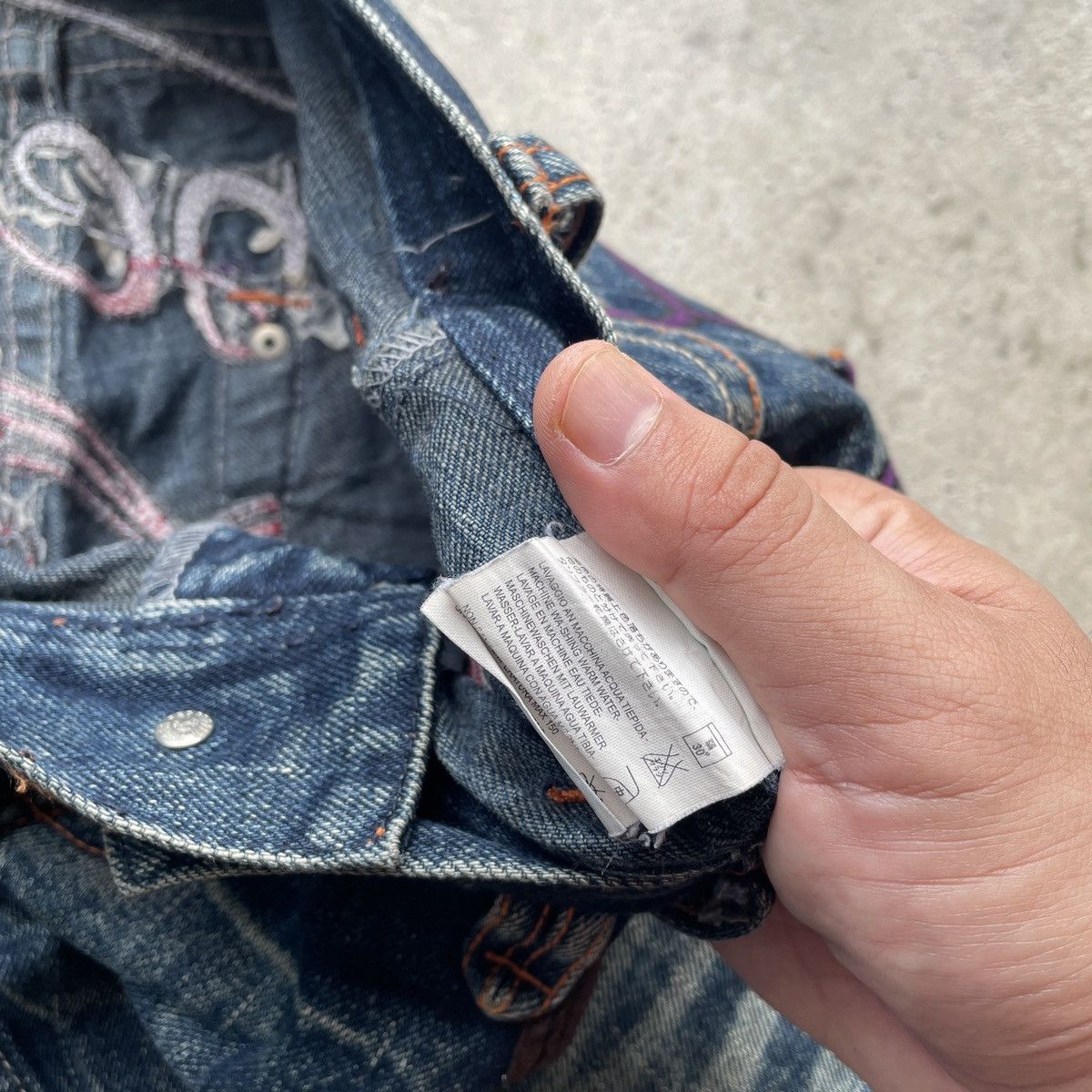 Japanese Brand W31💥 Red Pepper Japan Embroided Skull Rusty Jeans Pants RARE Size US 31 - 10 Thumbnail