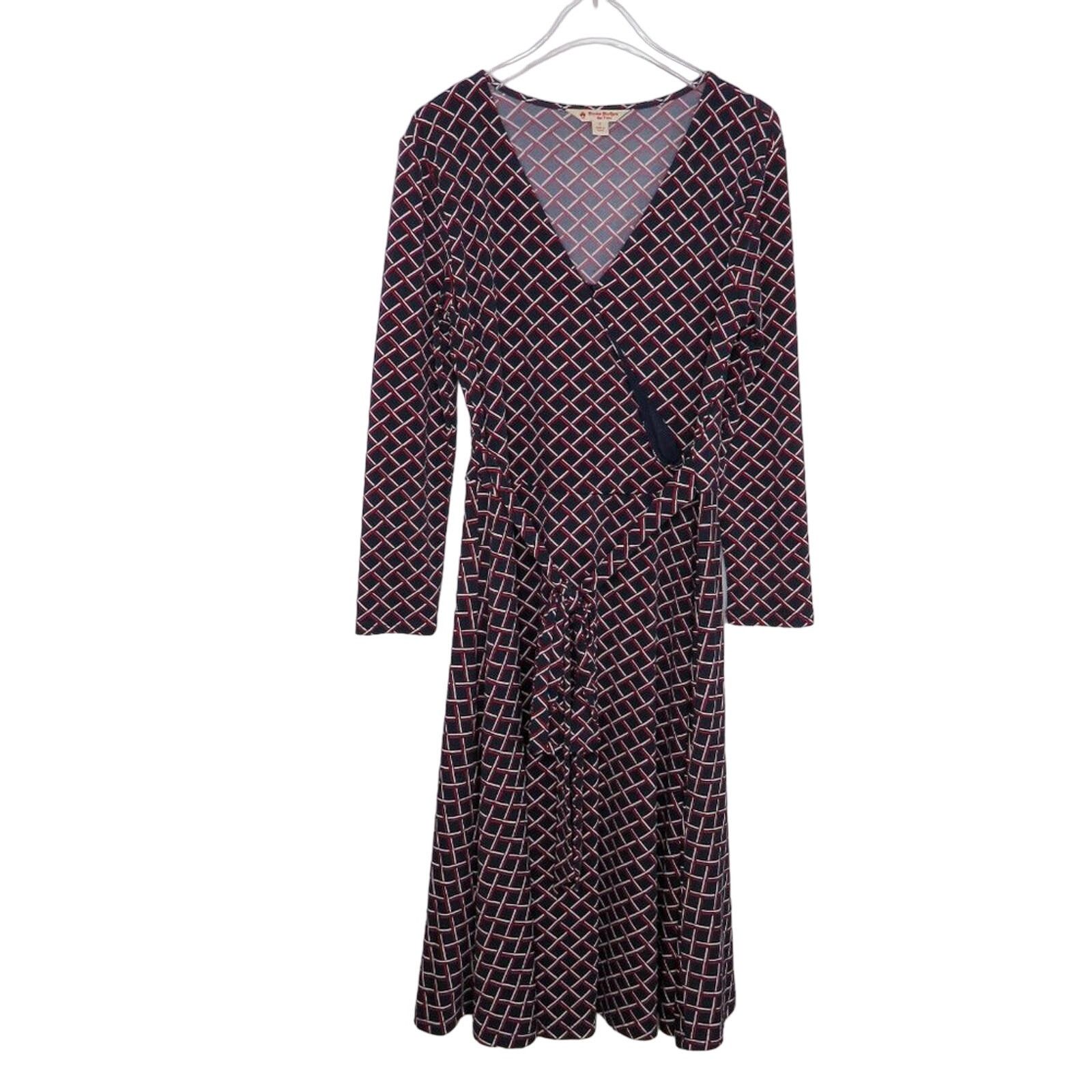 Brooks Brothers Brooks Brothers Red Fleece Navy Diamond Wrap Front Dress Size S / US 4 / IT 40 - 4 Thumbnail