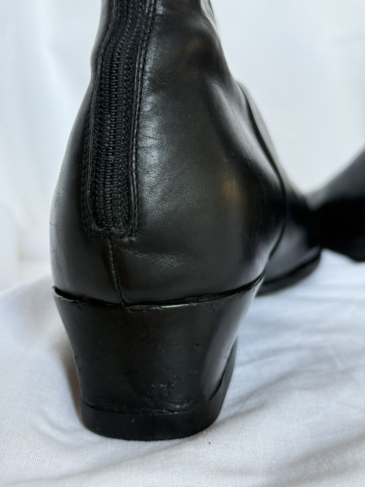 Prada Prada Vintage Leather Black Biker Boots Squared Toe Size US 7 / IT 37 - 9 Thumbnail
