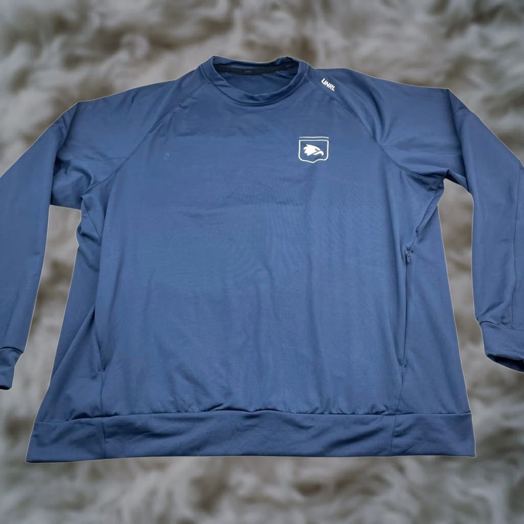 Vintage UNRL Men’s Performance Pullover Sweatshirt Navy Blue 2XL Fleece Lined Mock Neck Long Sleeve Logo Zipper Pockets Activewear Casual Pullover Mens Size US XXL / EU 58 / 5 - 1 Thumbnail