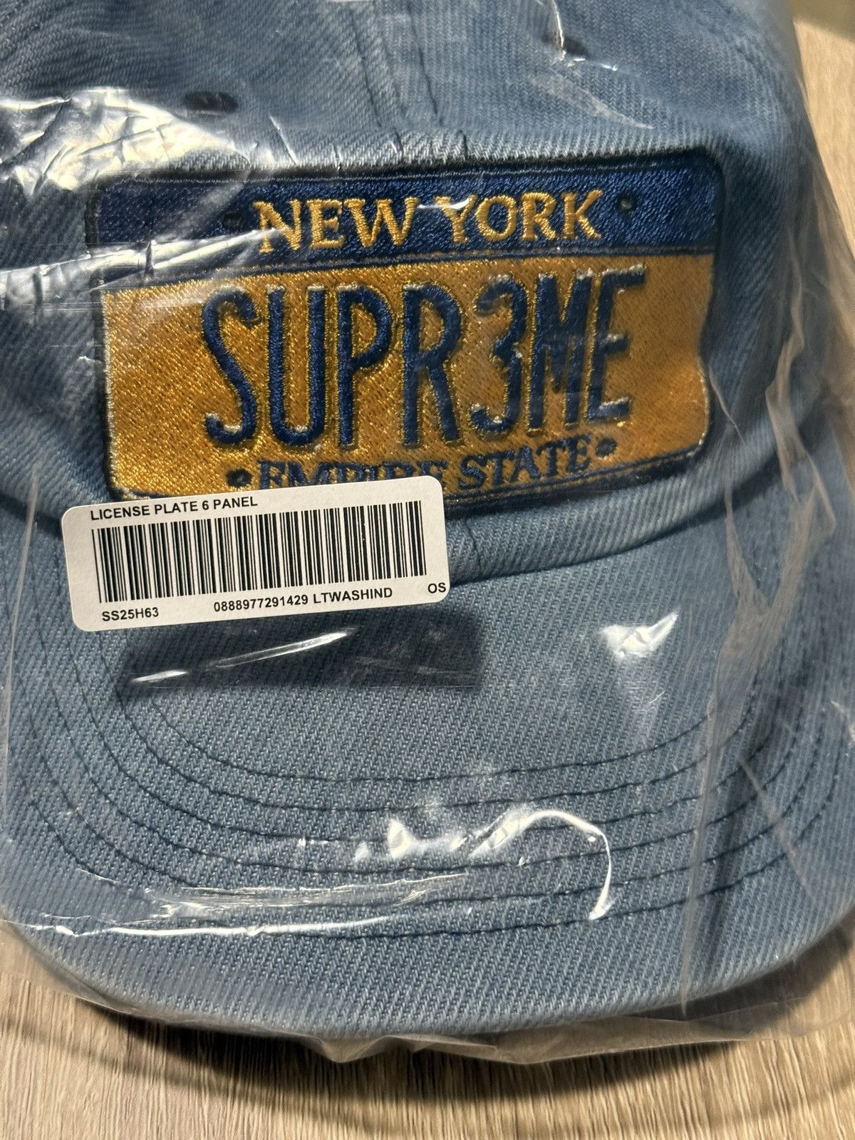 Supreme Supreme license plate 6-panel hat SS2025 denim | Grailed