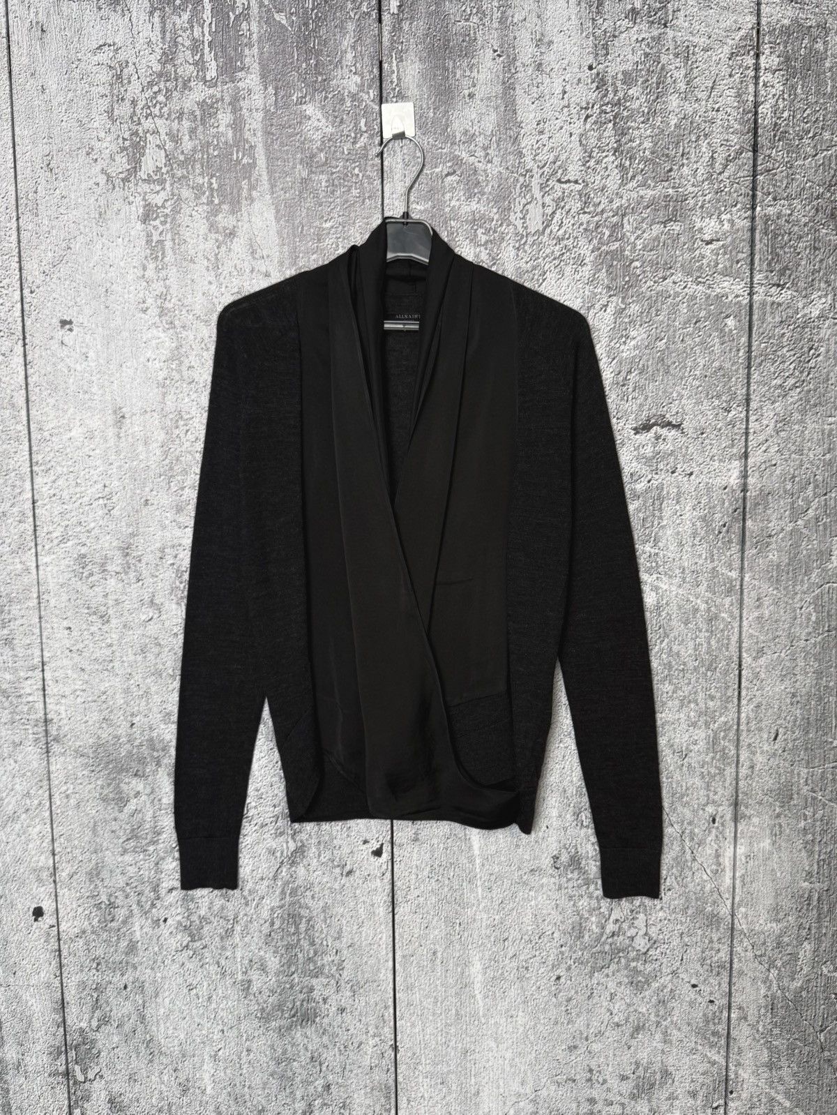 Allsaints AllSaints Rola Panel Black Merino Wool Cardigan Jumper sz S Size S / US 4 / IT 40 - 1 Thumbnail