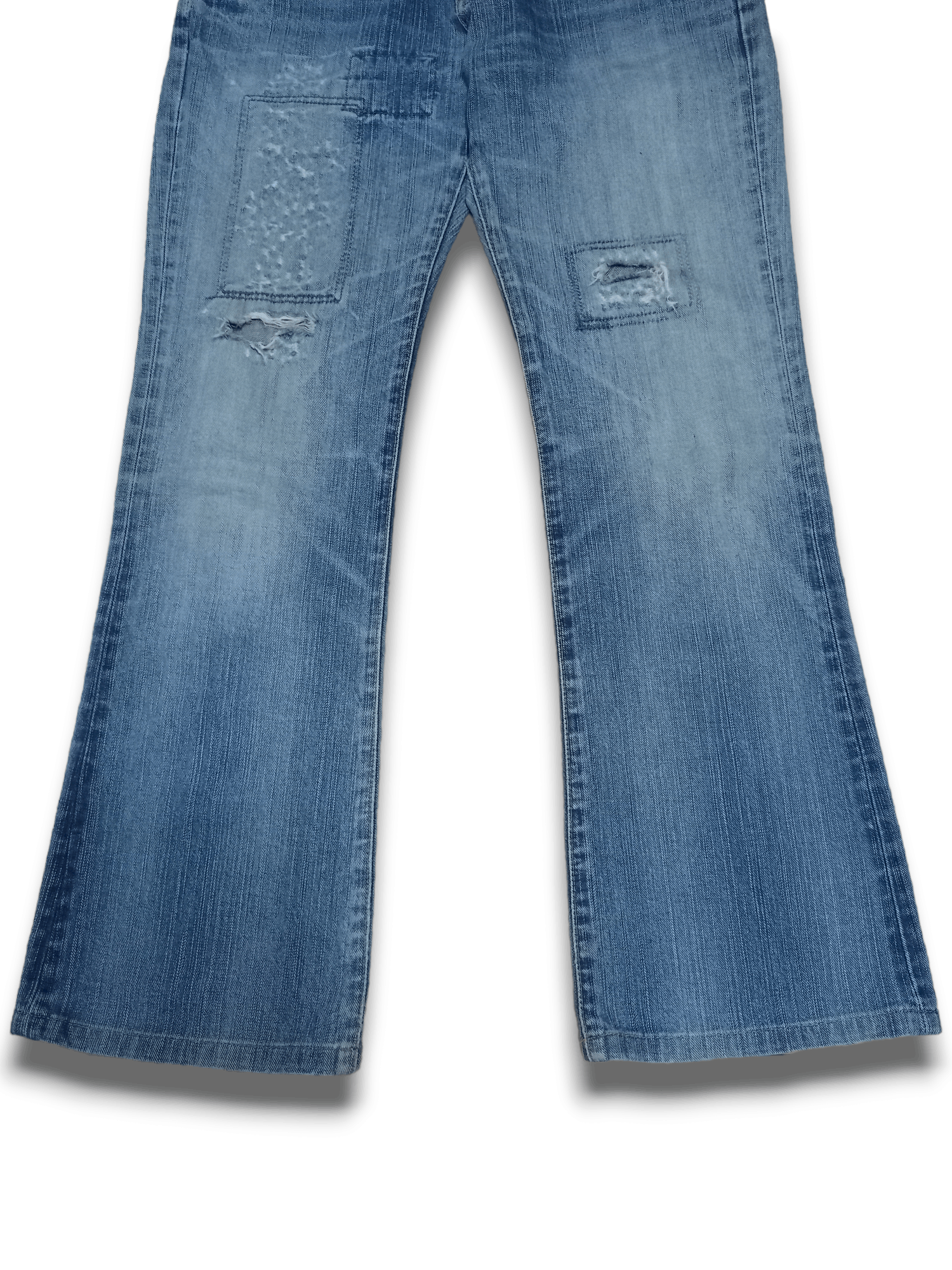 Edwin × Japanese Brand Exclusive Vintage Edwin XV Blue Wash Distressed Flare Jeans Size US 30 / EU 46 - 7 Thumbnail