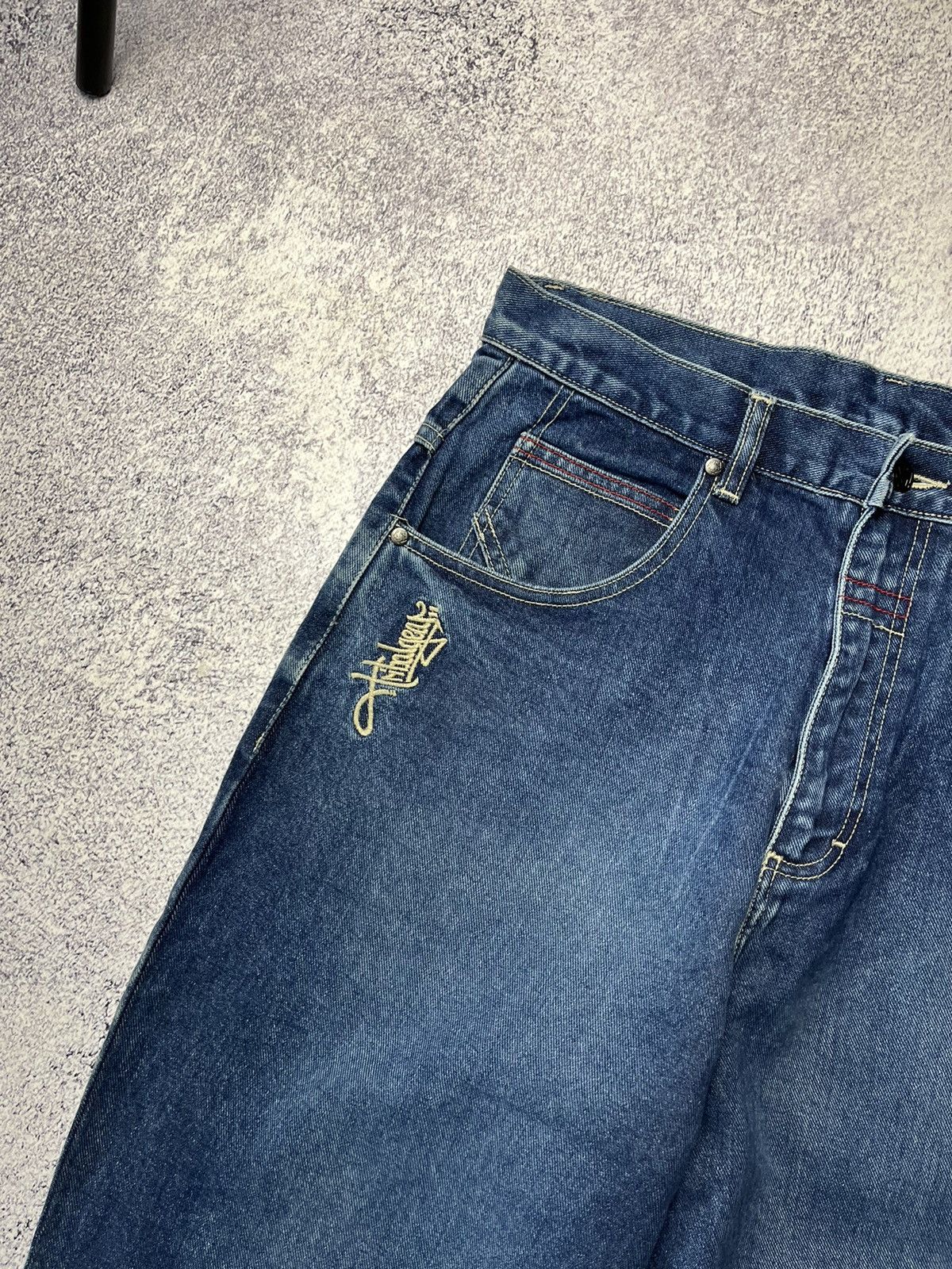 Japanese Brand Vintage Blue Embroidery Baggy Winged Jeans Y2K Size US 32 / EU 48 - 17 Thumbnail