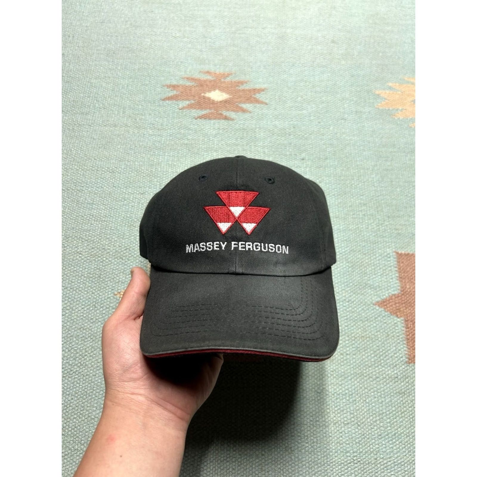 Vintage VINTAGE Massey Ferguson Heindl Implement tractor farm hat cap strapback black Size ONE SIZE - 2 Thumbnail