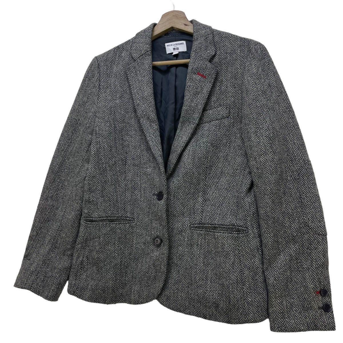 Japanese Brand Italian Designer Ines De La Fressange Herringbone Jacket Size M / US 6-8 / IT 42-44 - 4 Thumbnail