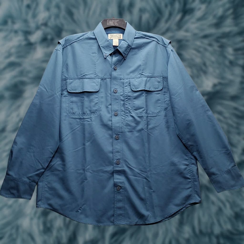 Vintage Duluth Mens Button-Up Shirt L Blue Lightweight Vent Casual Outdoor 90s? Size US L / EU 52-54 / 3 - 1 Thumbnail