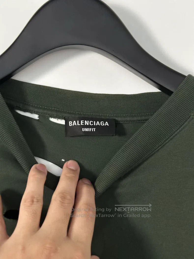 Balenciaga Balenciaga Green Ripped Logo Short Sleeve T-Shirt Size US L / EU 52-54 / 3 - 4 Thumbnail