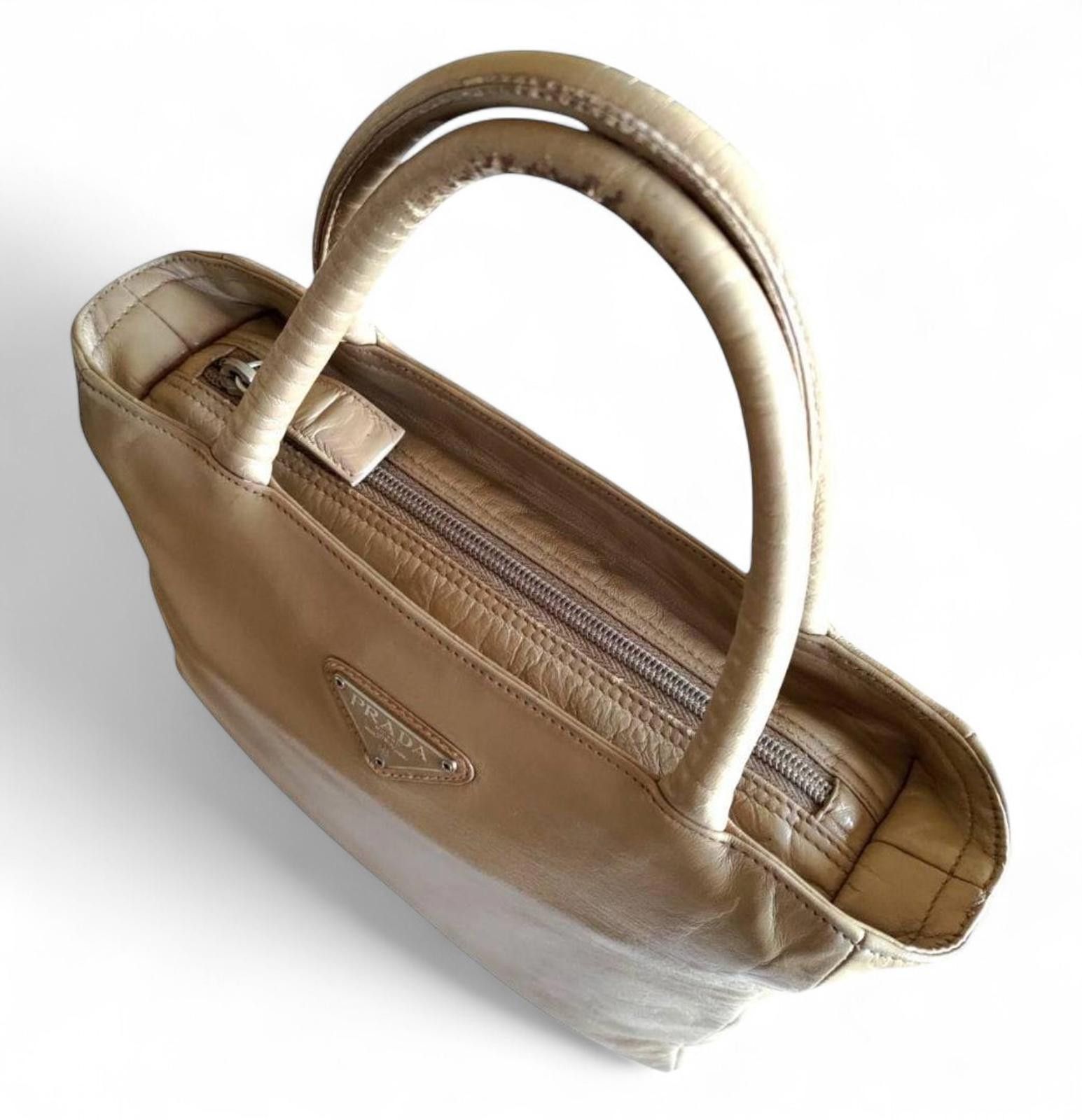Prada Prada - Beige Leather Tote Bag Size ONE SIZE - 6 Thumbnail