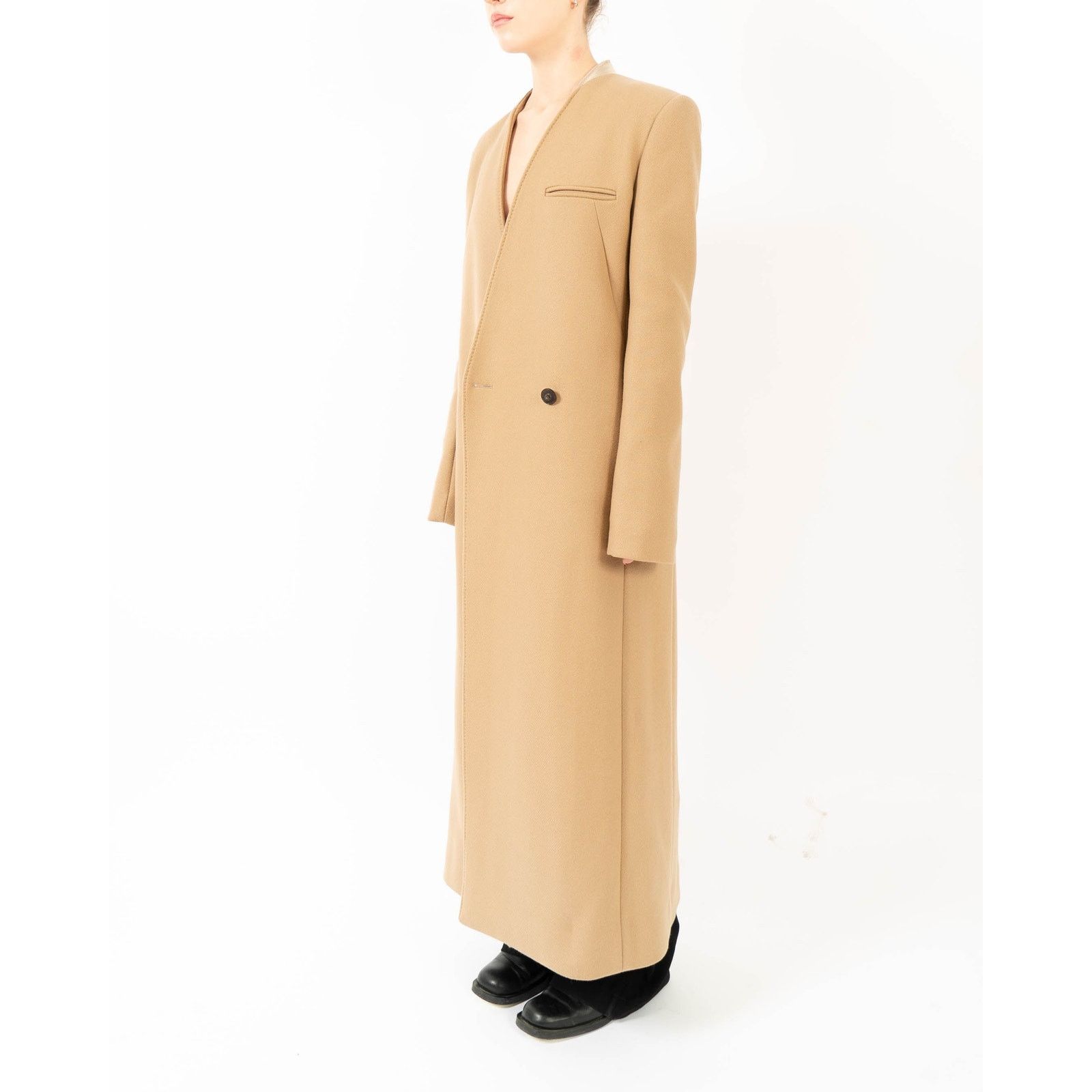 Haider Ackermann FW20 Beige Wool Collarless Longcoat Size S / US 4 / IT 40 - 5 Thumbnail