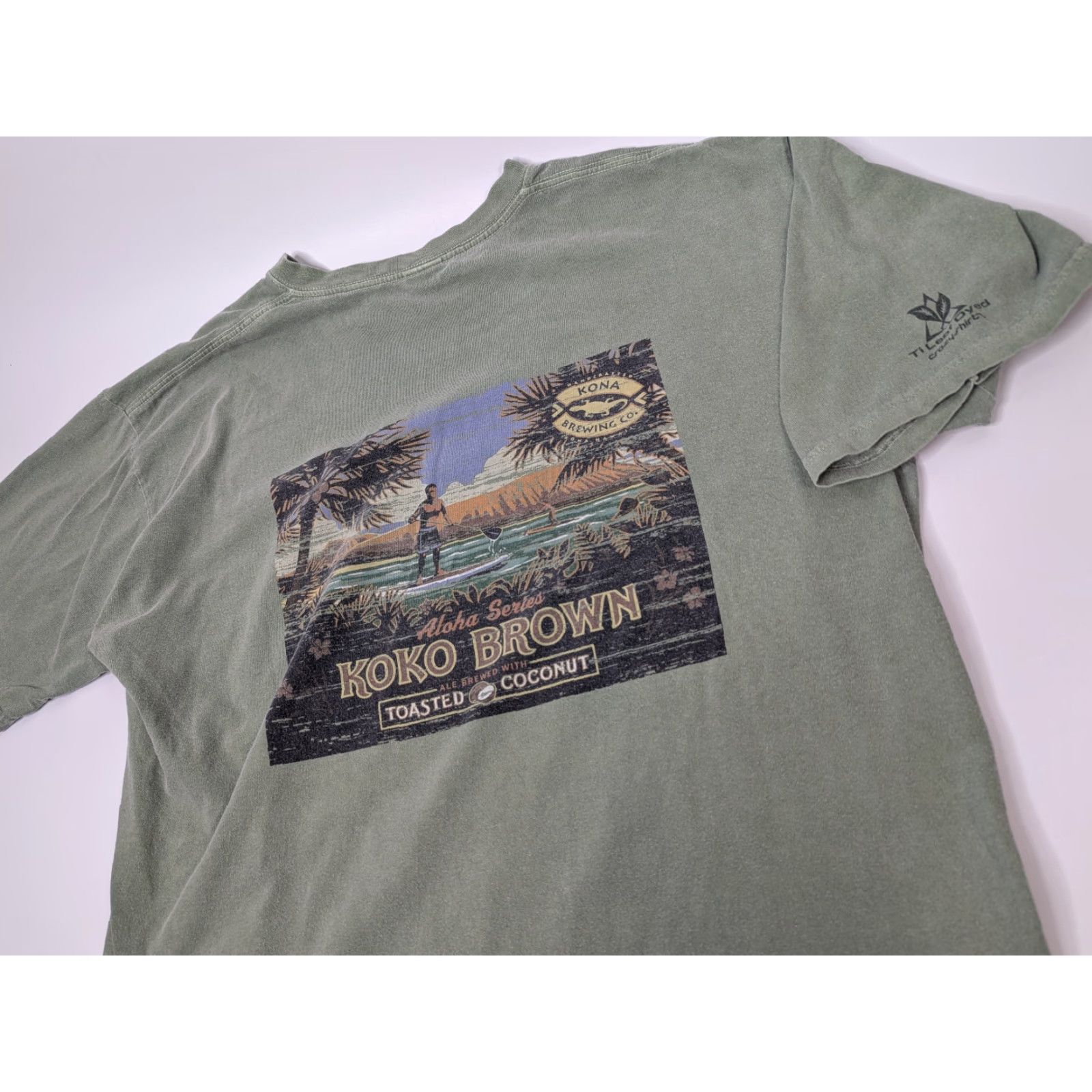 Vintage VINTAGE Crazy Shirts Adult XL Koko Brown Brewing Co. Hawaii Surfer Ti Leaf Dyed Y2K Green Men/Womens? Size US XL / EU 56 / 4 - 2 Thumbnail