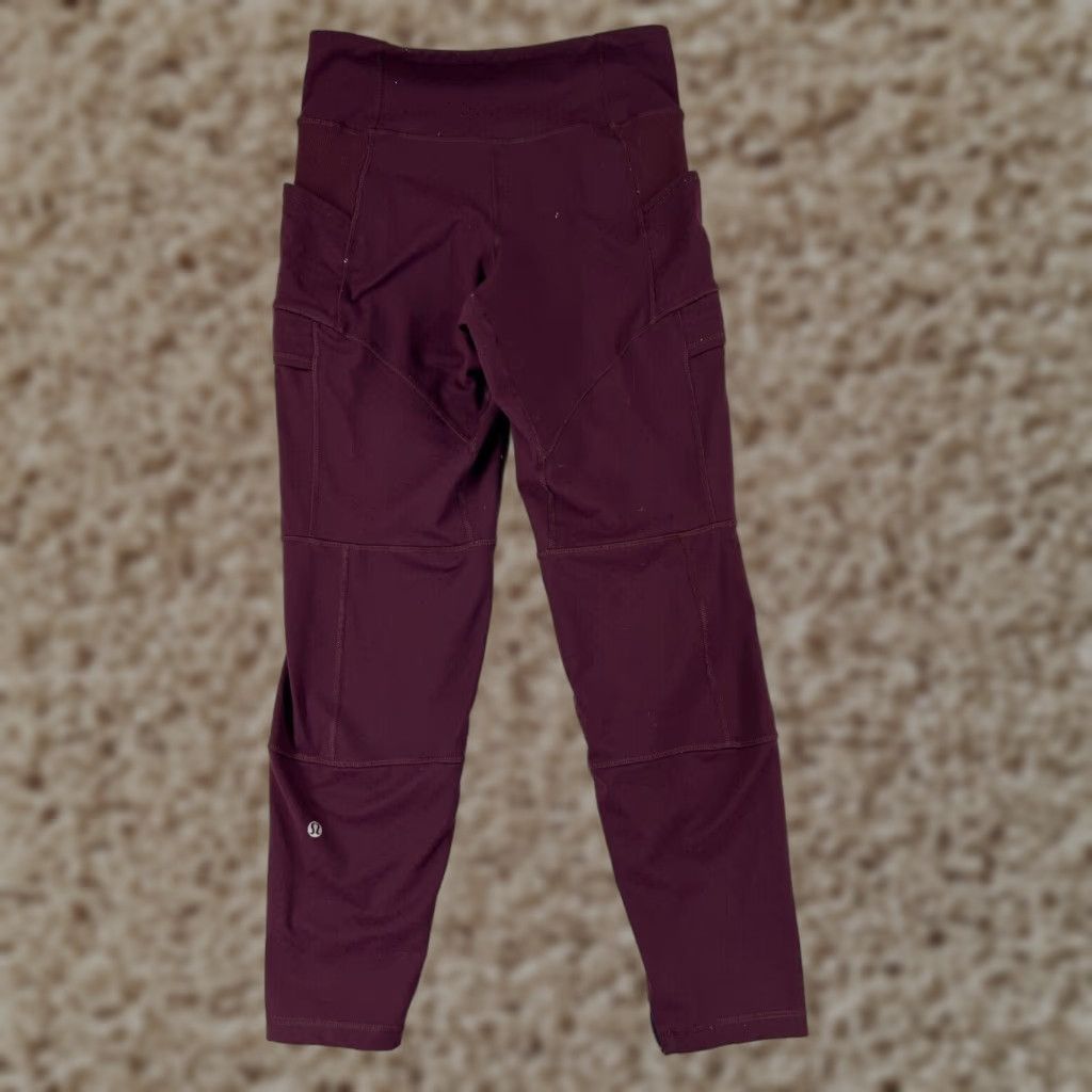 Lululemon Pants Womens 4 Red Trail Tight Cargo Pockets Ankle Zip