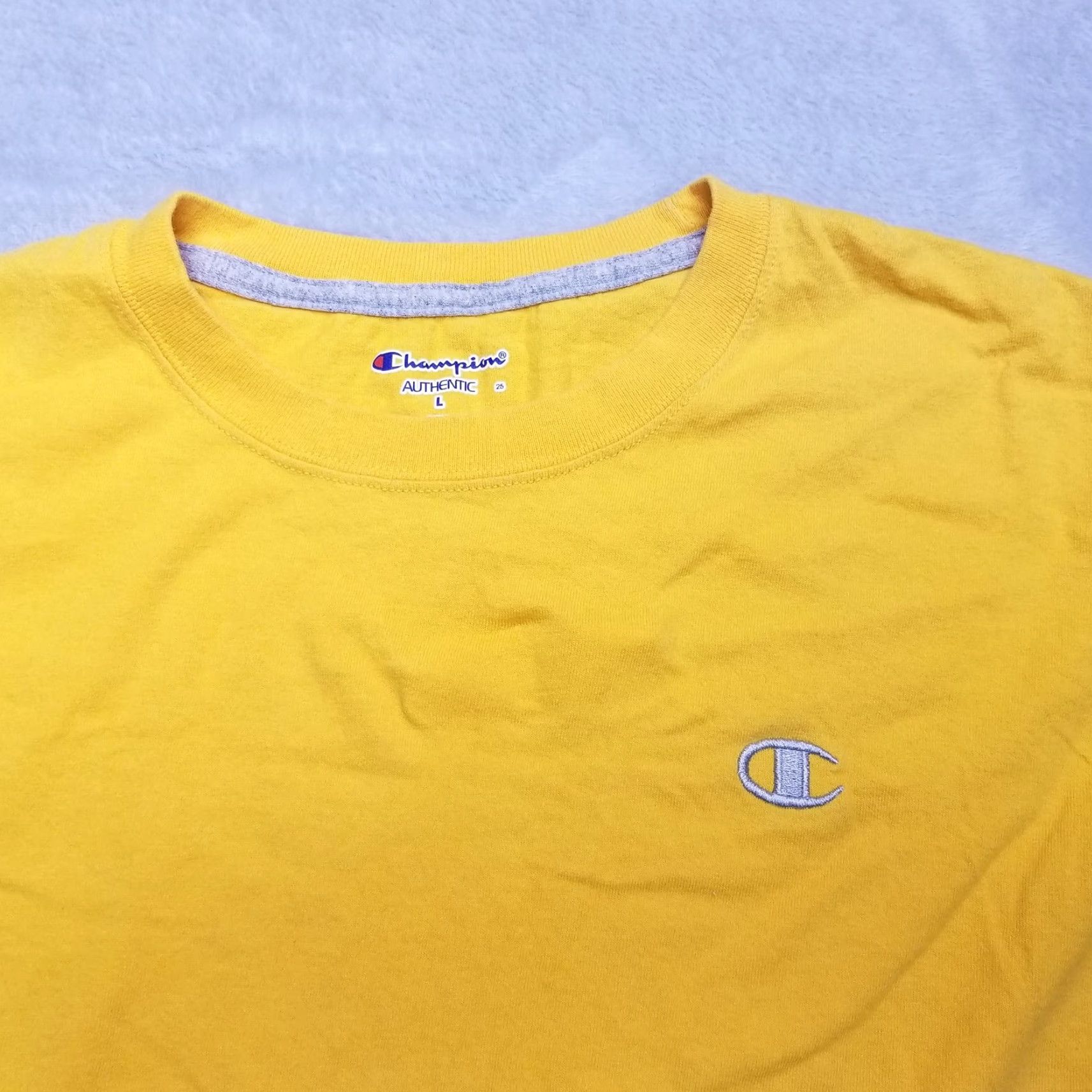 Champion Champion Shirt Mens Large Yellow Short Sleeve Logo Crewneck Casual Size US L / EU 52-54 / 3 - 2 Thumbnail