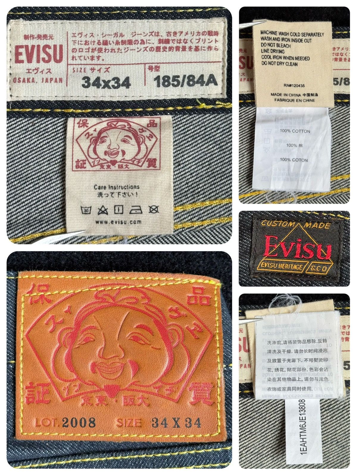 Evisu × Vintage EVISU red daicock style denim jeans size：34x34 Size US 34 / EU 50 - 3 Thumbnail